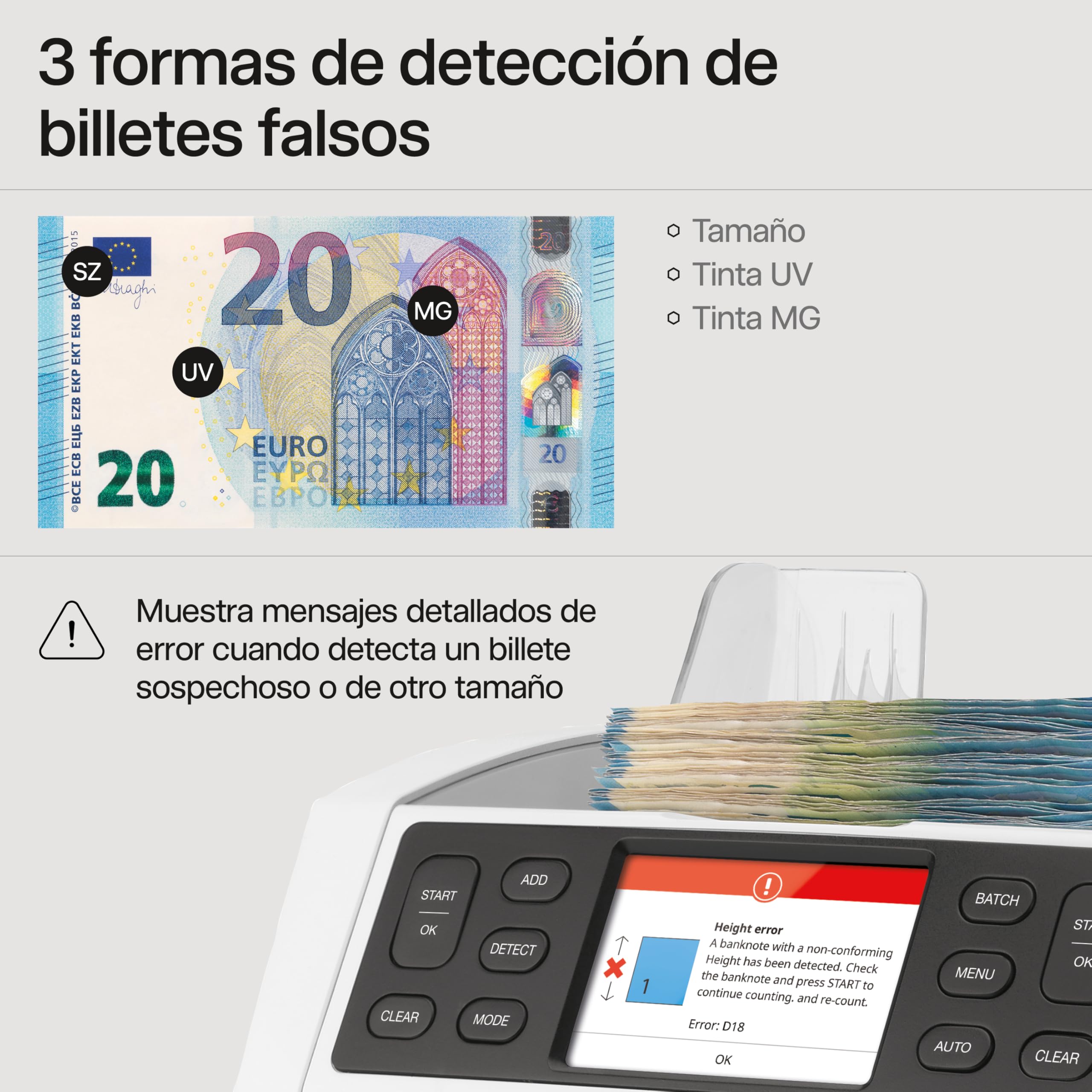 Safescan 2850 Contadora de billetes clasificados detectora de billetes falsos 3 puntos máquina contar billetes interfaz multilingüe