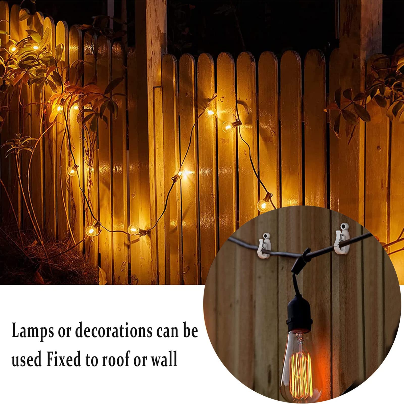 Iplusmile Lichterketten-Clips Für Draußen – 20 Stück, Wetterfest, Mit Schraubhaken – Für Weihnachtslichter, Party & Terrassen-Deko
