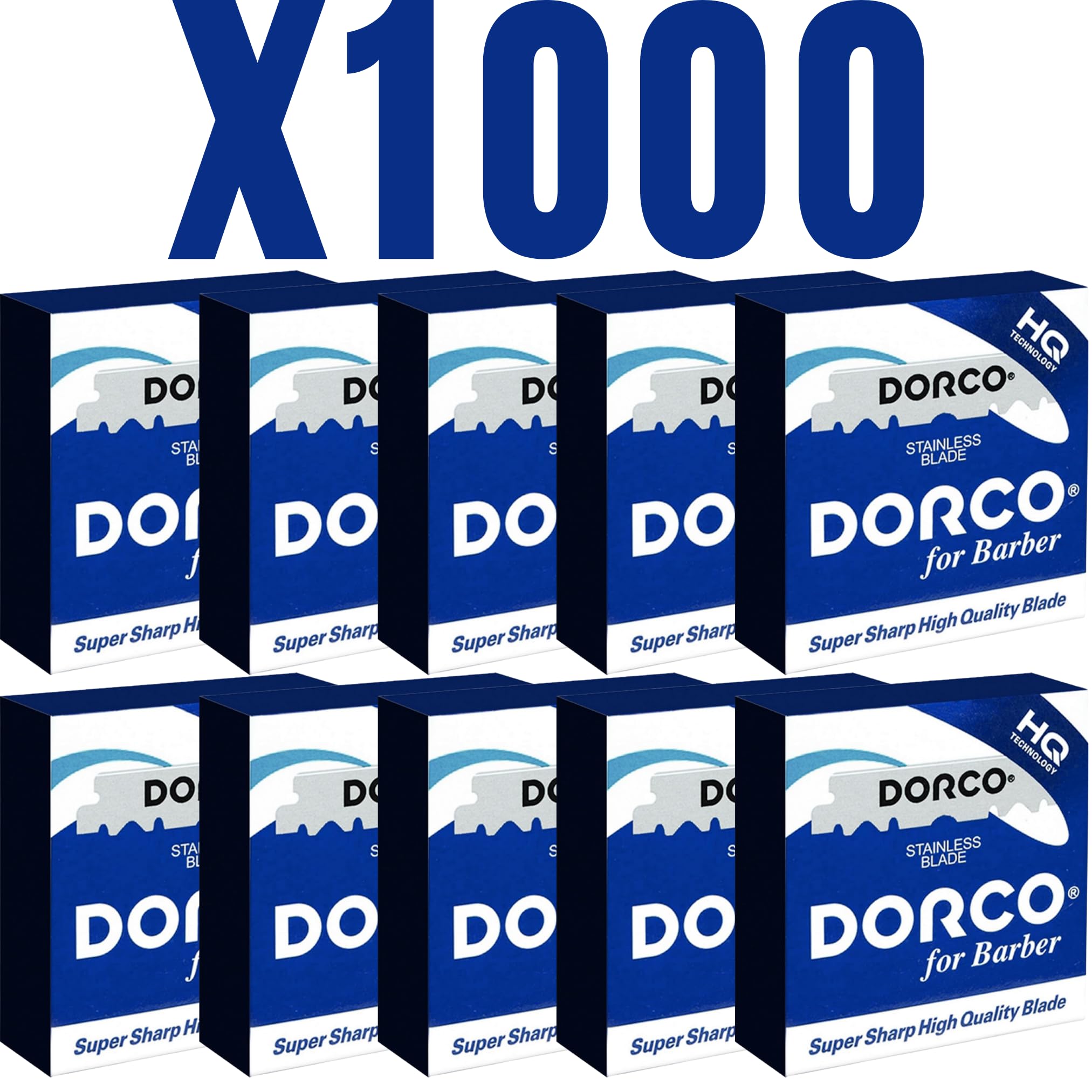 Dorco Single Edge Razor Blades, 1000 Count, 10 Boxes of 100