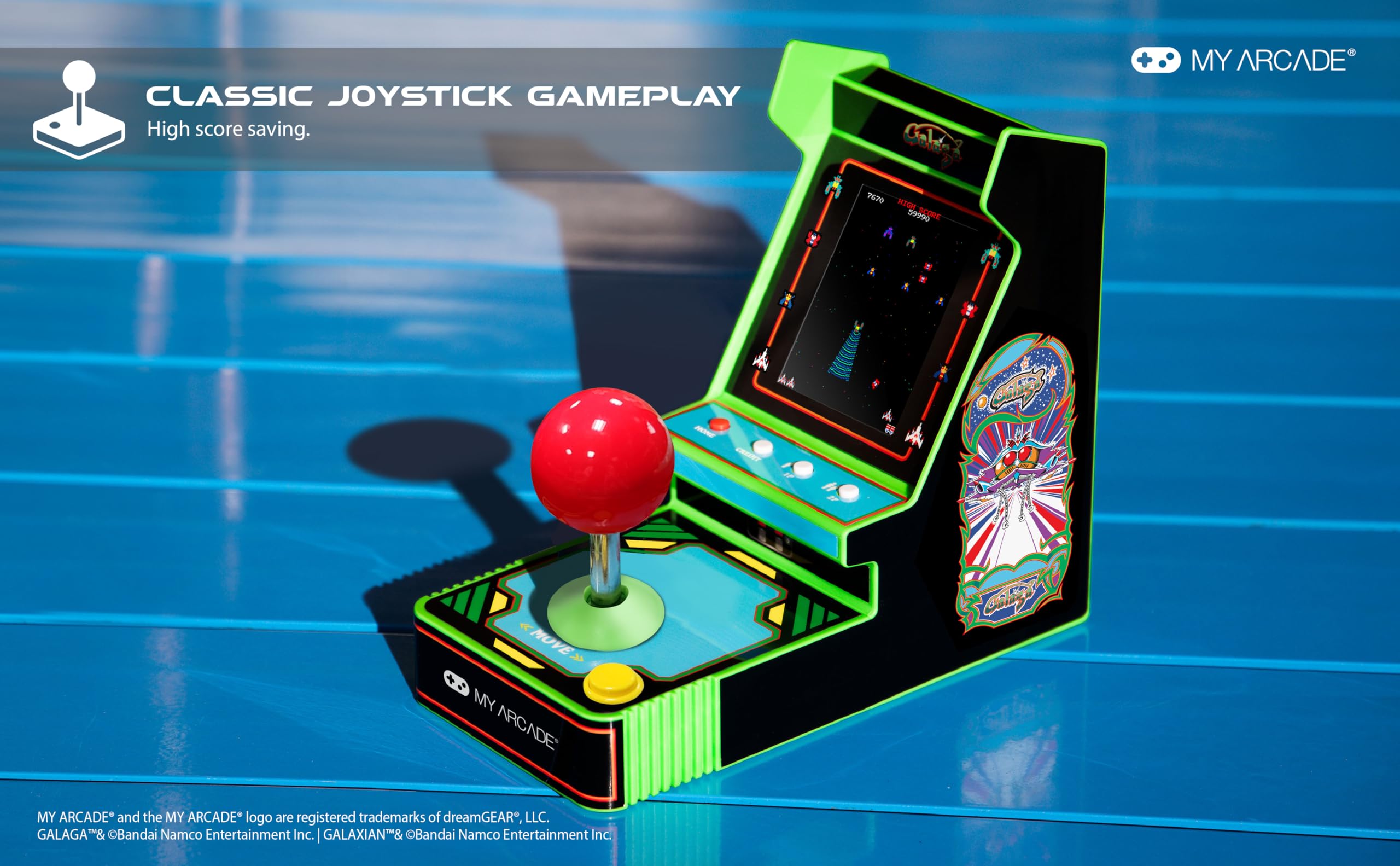 My Arcade Galaga Red Joystick Player : Console de Jeu vidéo rétro sous Licence Officielle Galaga et Galaxian Mini Jeu Portable Écran Couleur 3,5"