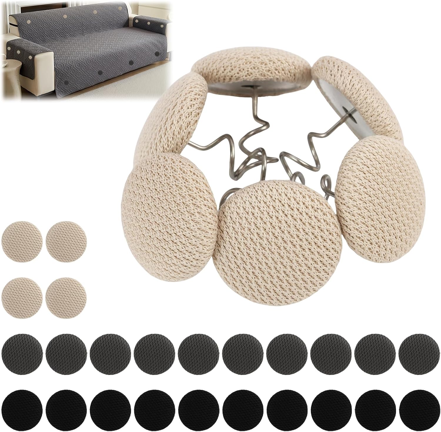 30 Pcs (3 Colors) Headliner Pins with Upholstery Tacks, for Securing Bed Skirts, Slipcovers Sofa Arm Covers, Headliners Upholstery Twist Screw Design Included