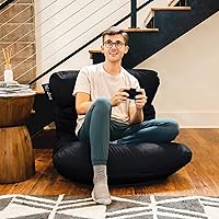 Vista 18 de Big Joe Roma - Puf para niños, sherpa de avena y rosa del desierto, gamuza vegana, 2 pies