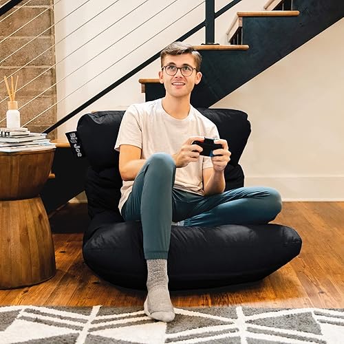 Miniatura 18 de Big Joe Roma - Puf para niños, sherpa de avena y rosa del desierto, gamuza vegana, 2 pies