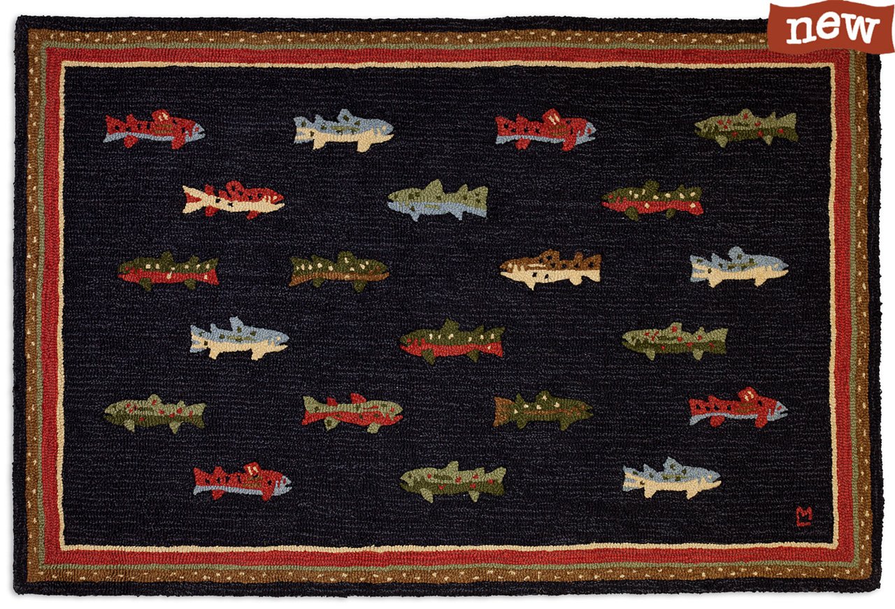 Chandler 4 Corners Artist-Designed River Fish Hand-Hooked Wool Accent Rug (48 in x 72 in) Lake & Lodge Themed Rug for Hallway, Living & Dining Rooms -
