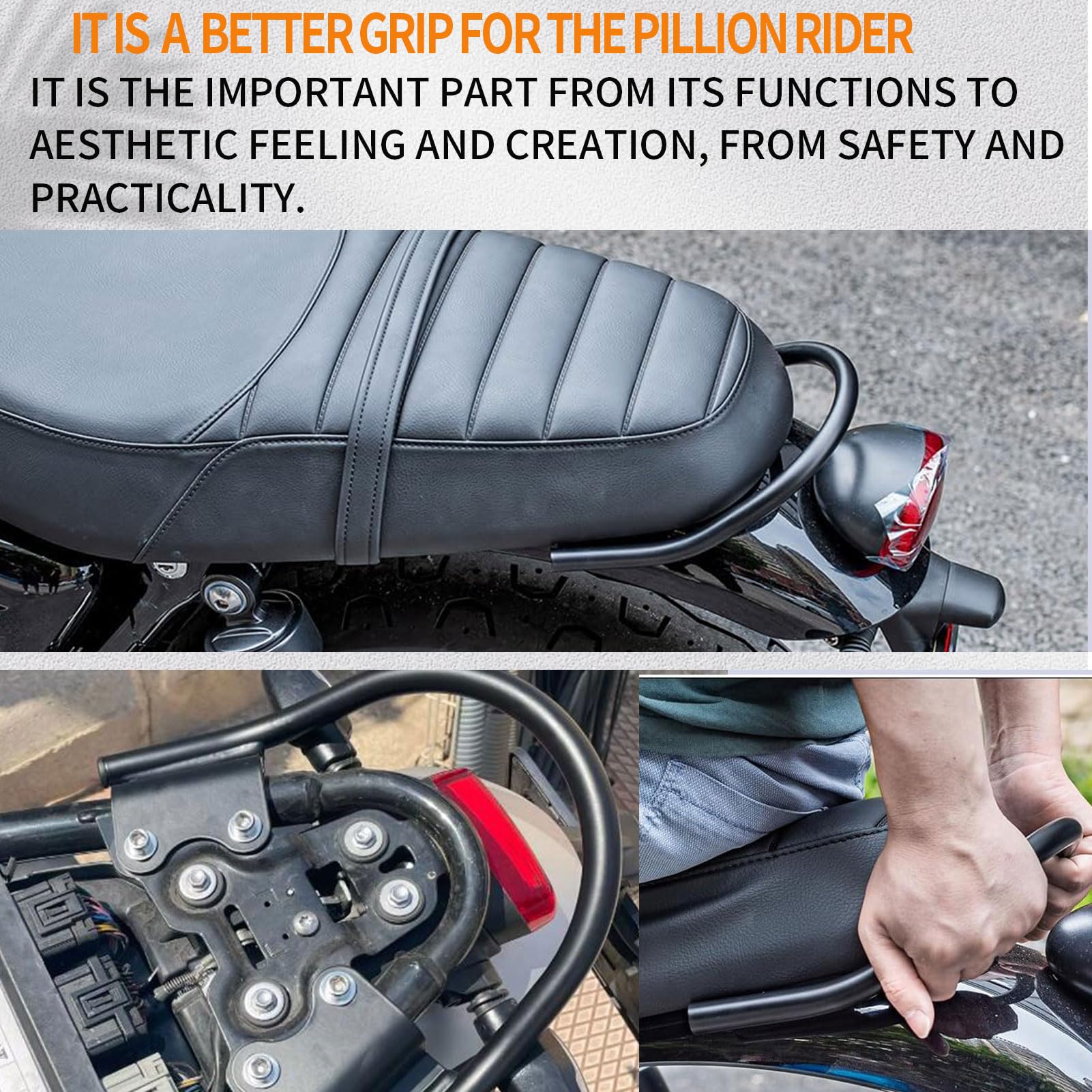 Motorrad Passagier Rücksitz Haltegriff Griff Sitz Armlehne Griff Gepäckträger fit for Tri&um&ph Street Twin 900 2016-2023 Speed Twin 900 Zubehör 2023-2024