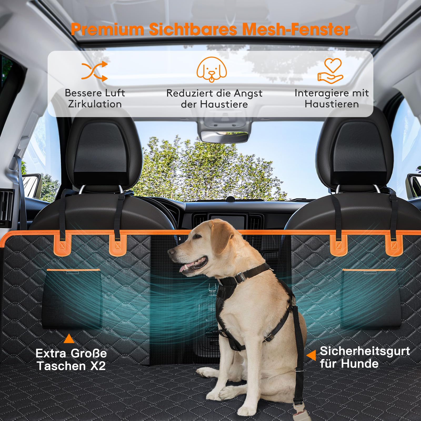 JOEJOY Coprisedile Auto per Cani,Telo Auto per Cani Impermeabile Antigraffiato e Antiscivolo con Finestre a Maglie, Telo Macchina per Cani per Animali per Auto Nero