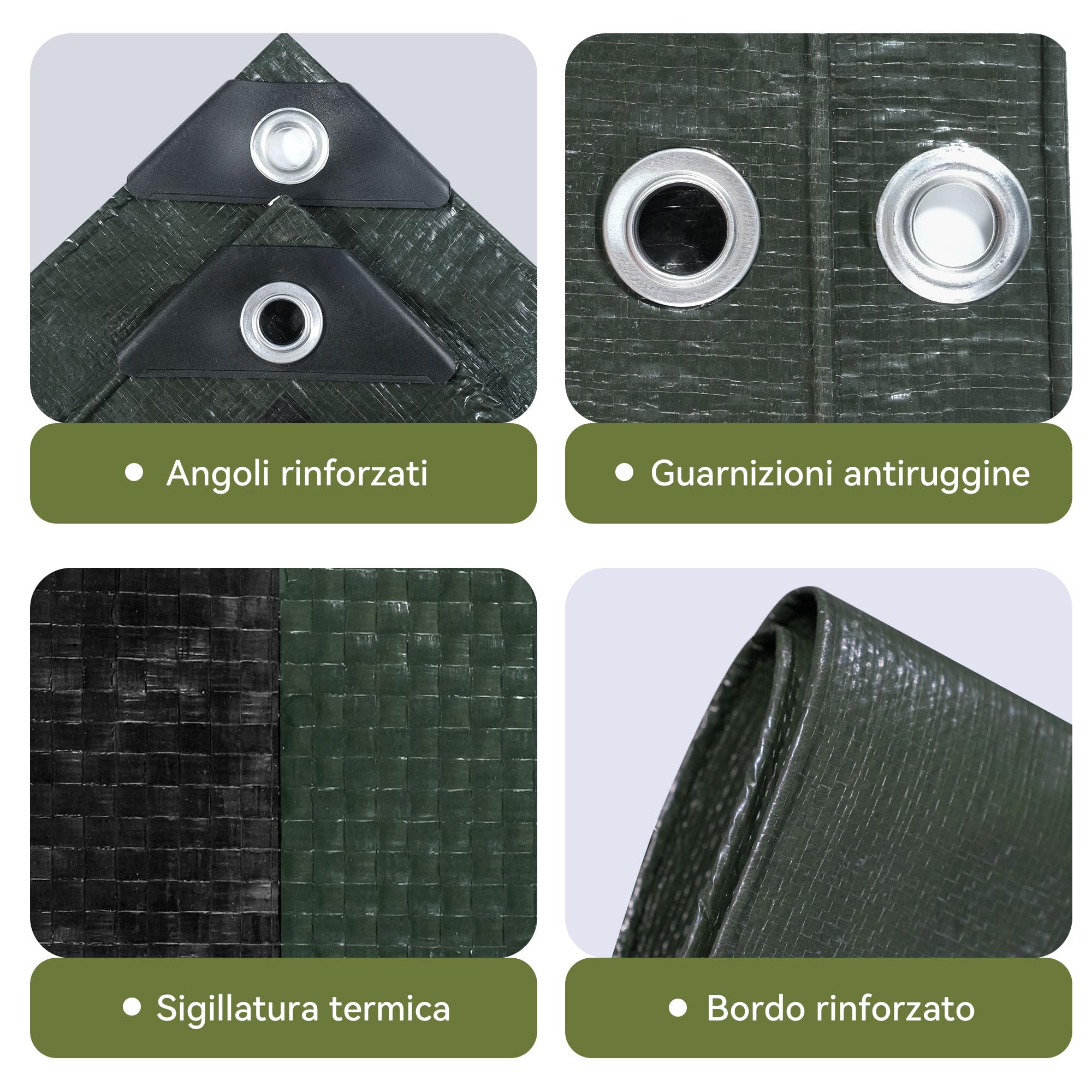 Telo Telone 2x3m telo impermeabile esterno，140g/㎡ telone Resistente Anti-UV Anti-Rottura Telo Fondale con Occhielli Rinforzati,Copertura Multiuso per Campeggio Piscina Tetto Auto Mobili Patio