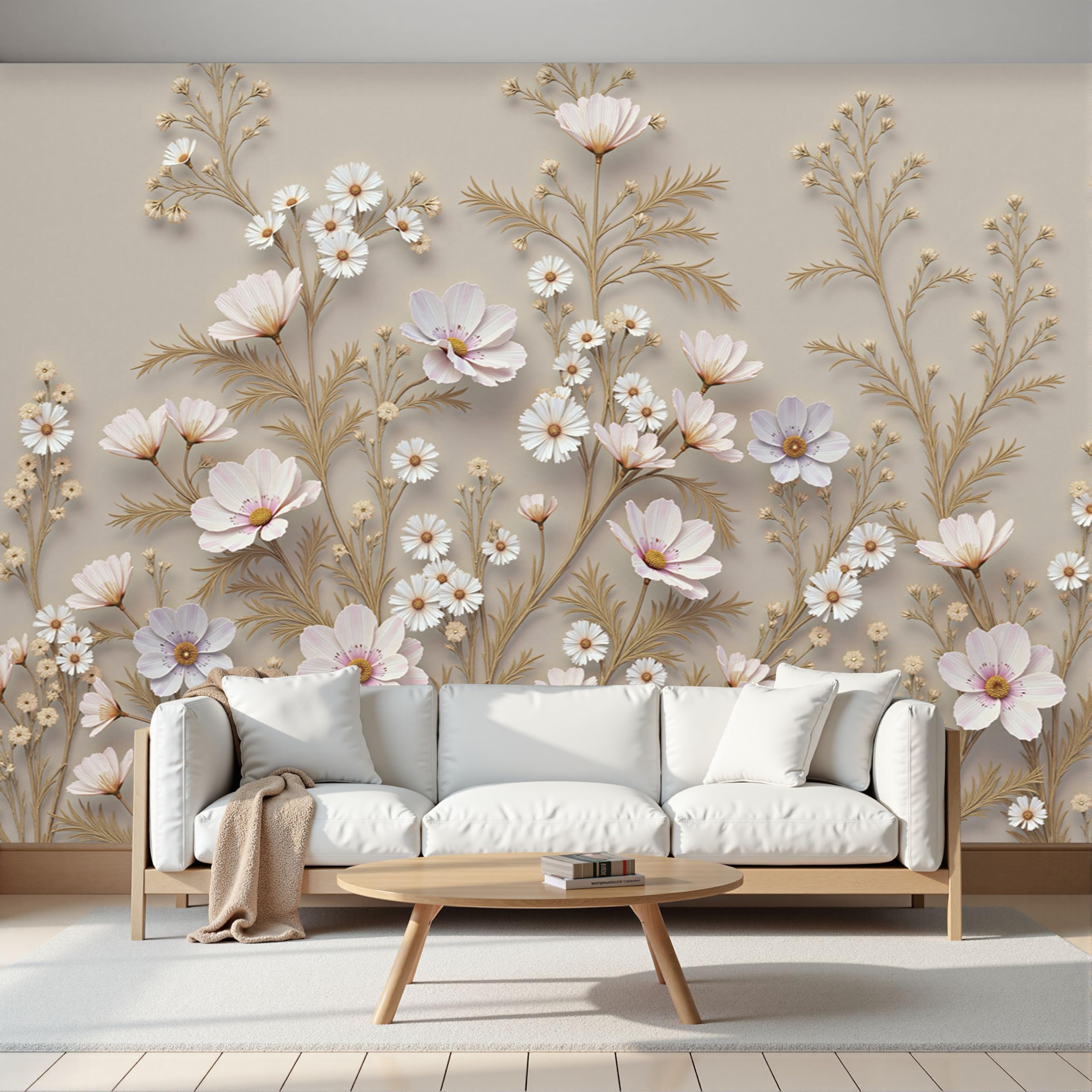 Papier peint panoramique 3D fleurs sauvages pour une chambre d'enfant cocooning