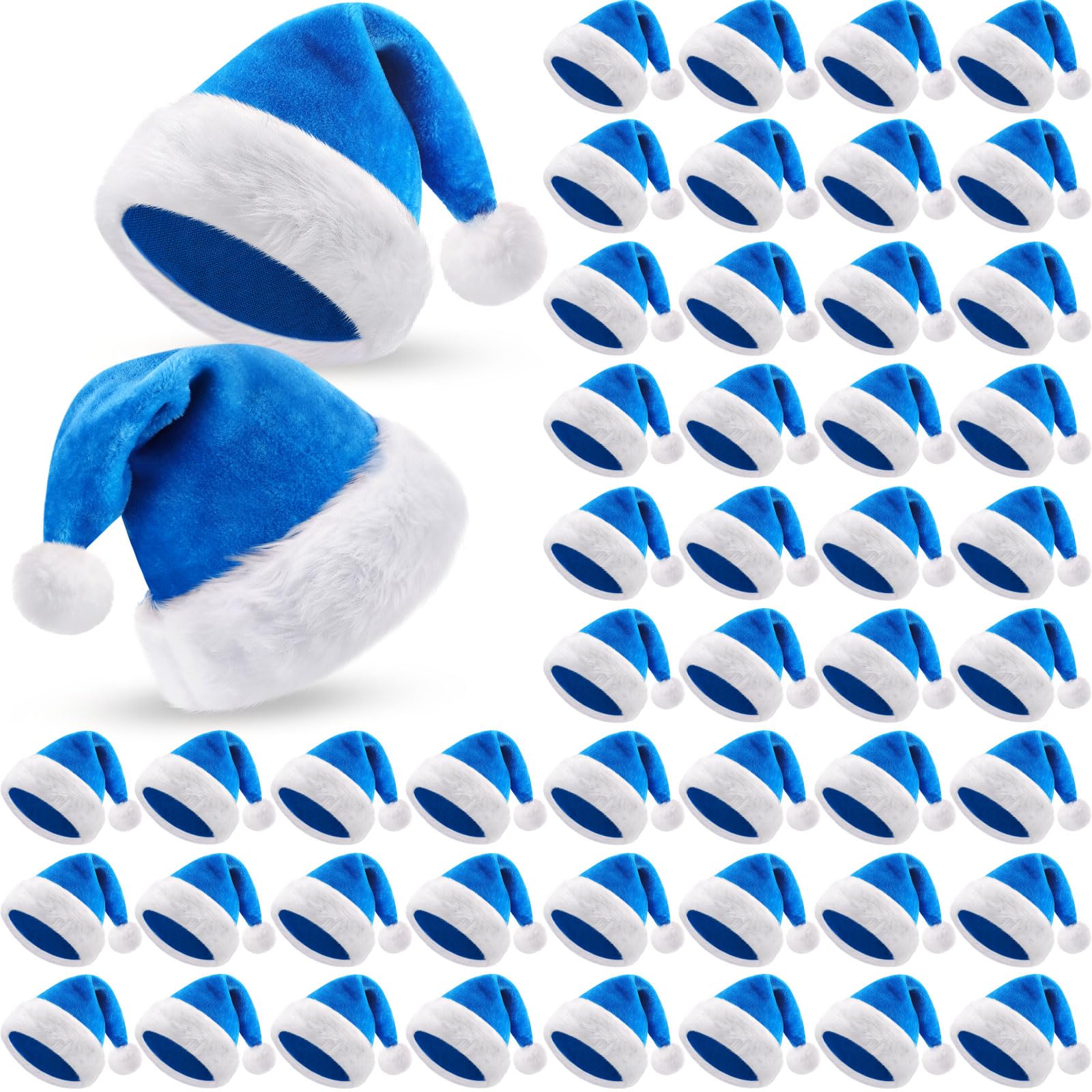 Vicenpal 50 sombreros de Papá Noel a granel, sombreros de Navidad de terciopelo de felpa para hombres y mujeres, suministros de fiesta de Navidad