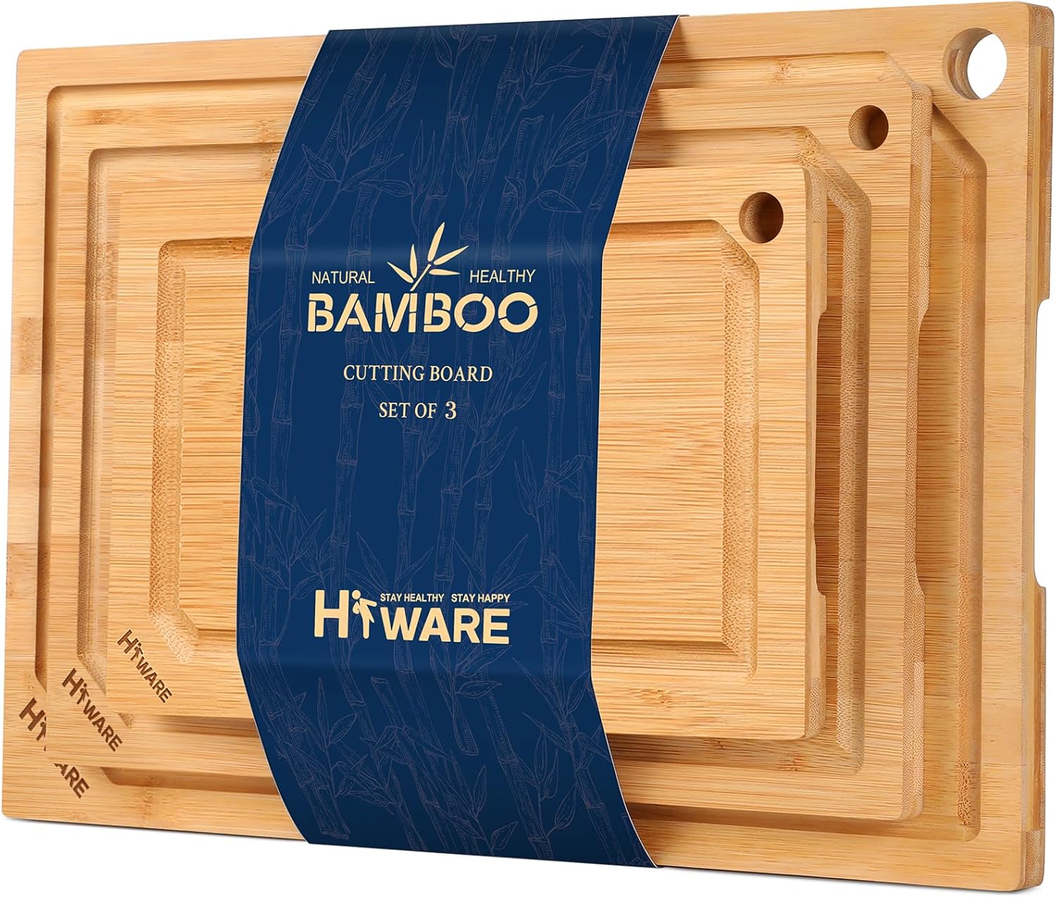 Amazon.com: Hiware Wood Cutting Boards for Kitchen, Heavy Duty Bamboo