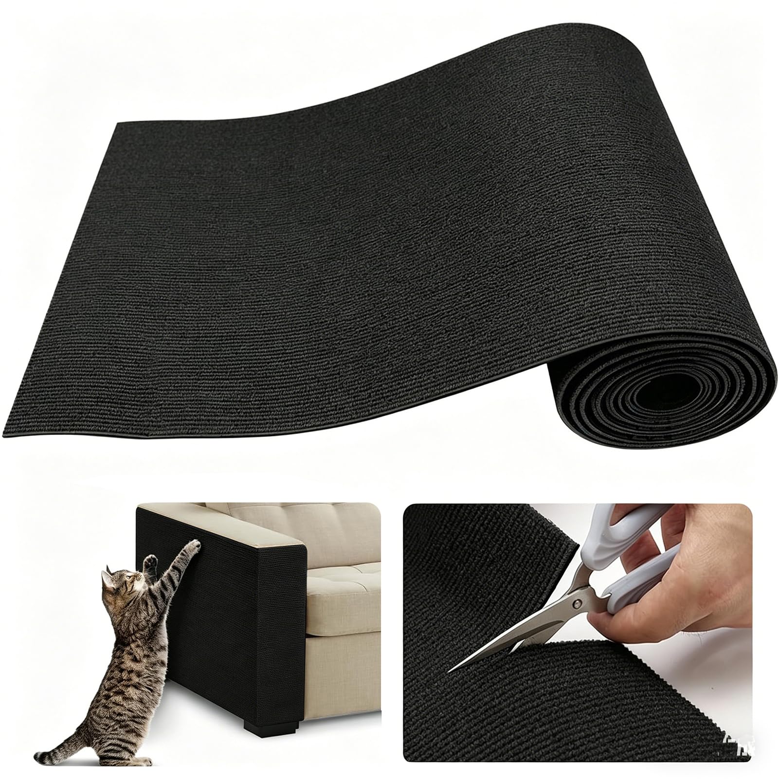 Trimmbare Selbstklebend Kratzteppich Katze Wand kratzschutz Sofa Katze Schutz Katzen kratzmatte Teppich bedeckt 40X200CM Katze Couch Schutz von DIY Katze Krallen katzenteppich