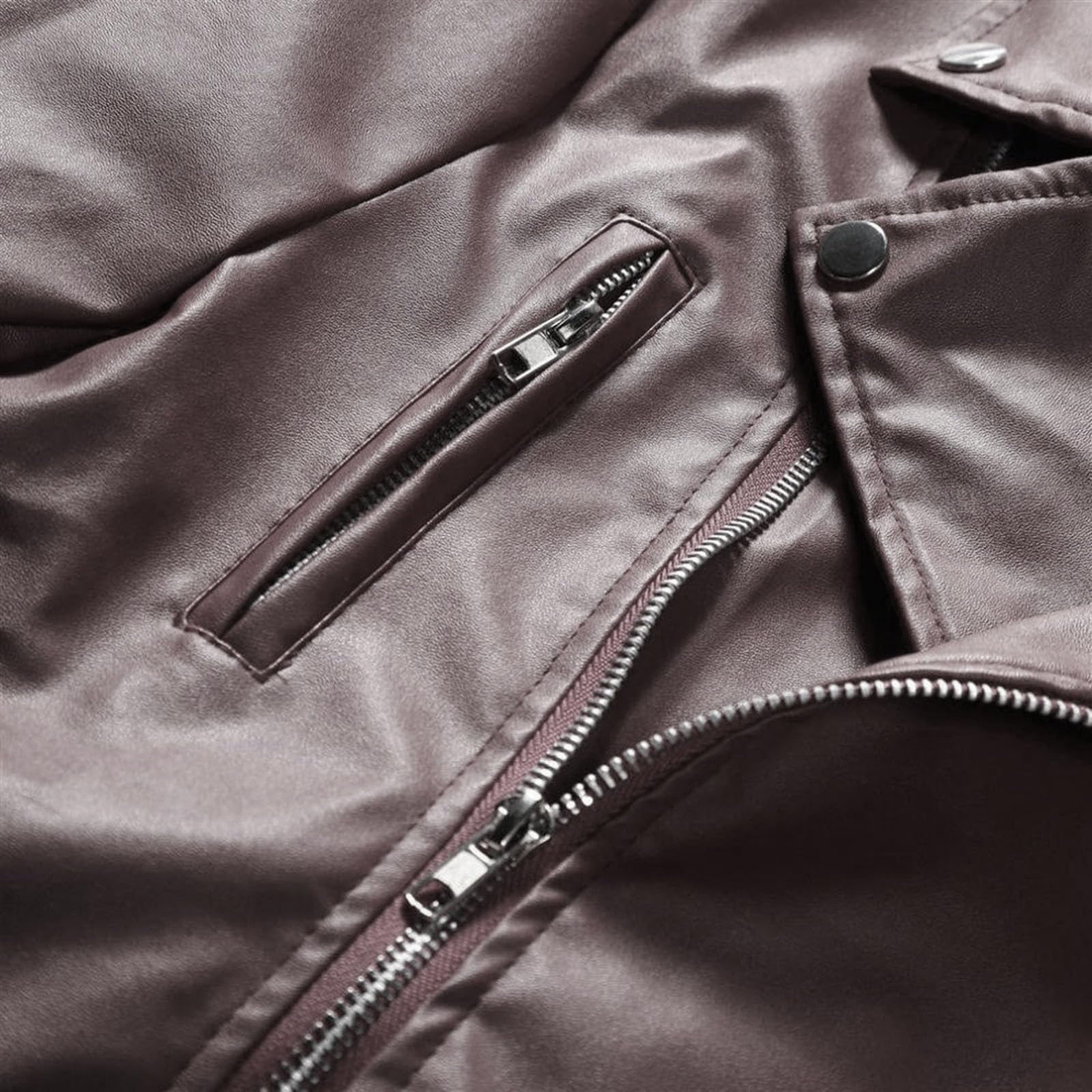 Chaqueta Moto Hombre,Chaqueta de Cuero Manga Larga de Cuello Solapa Clásico Estilo Motero Cazadora de Piel Sintética con Cremallera Color Sólido Chaquetas de Motorista Moda Slim Fit Leather Jacket