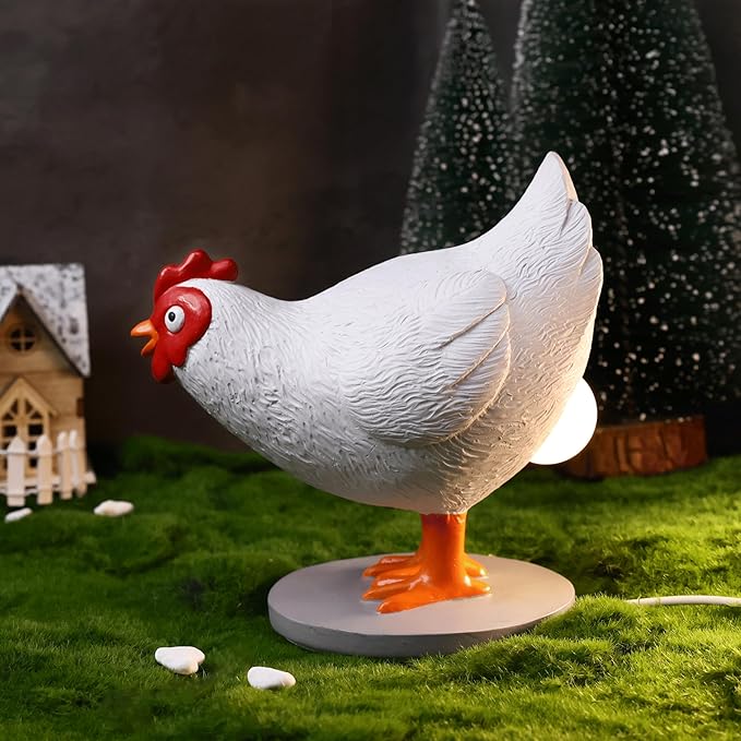 OkiyiD Chicken Egg Lamp, Funny Hen Chicken Table Lamp, LED Egg Night Lght, Resin Chicken with Stepless Dimming Function, Decoration for Home, Bedroom, Study Room photo 2
