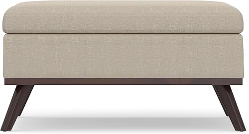 Vista 125 de SIMPLIHOME Owen - Otomana rectangular pequeña de 36 pulgadas de ancho de mediados de siglo en piel sintética vegana negra envejecida, montada