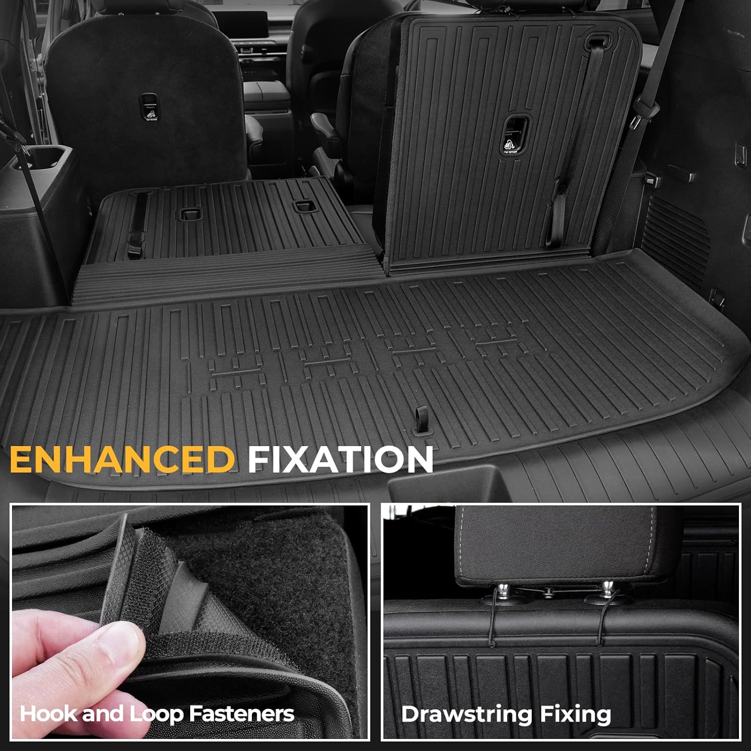 Floor Mats for Kia Telluride 2027, All Weather Floor Mats Trunk Cargo Liner with Backrest Protectors Accessories, Full Coverage Set (Fit 7 Sests)