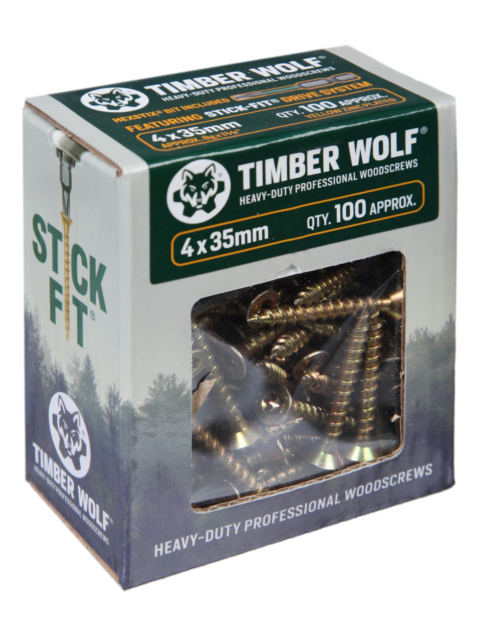 Timber Wolf Zinc & Yellow (Gold) Tw40035 Woodscrews - 4.0 X 35Mm - Box Of 100,
