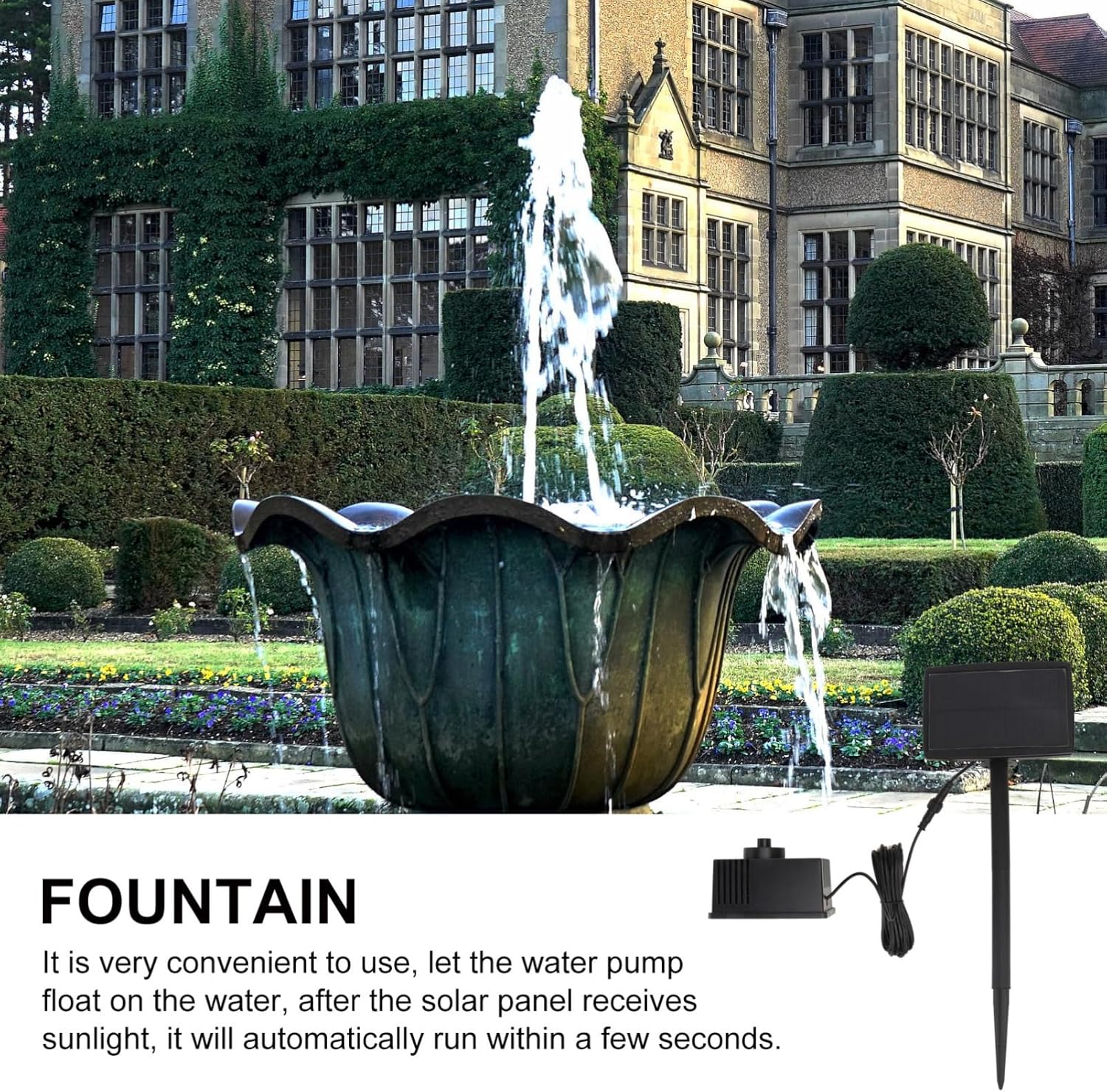 1set Solar Fountain Kit for Garden Floating Water Pump Nozzles for Outdoor Landscape Decoration