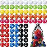 Vista 14 de Paquete de 80 pelotas de práctica de golf con vuelo limitado de 42 mm, pelota de entrenamiento de golf de plástico hueca con flujo de aire