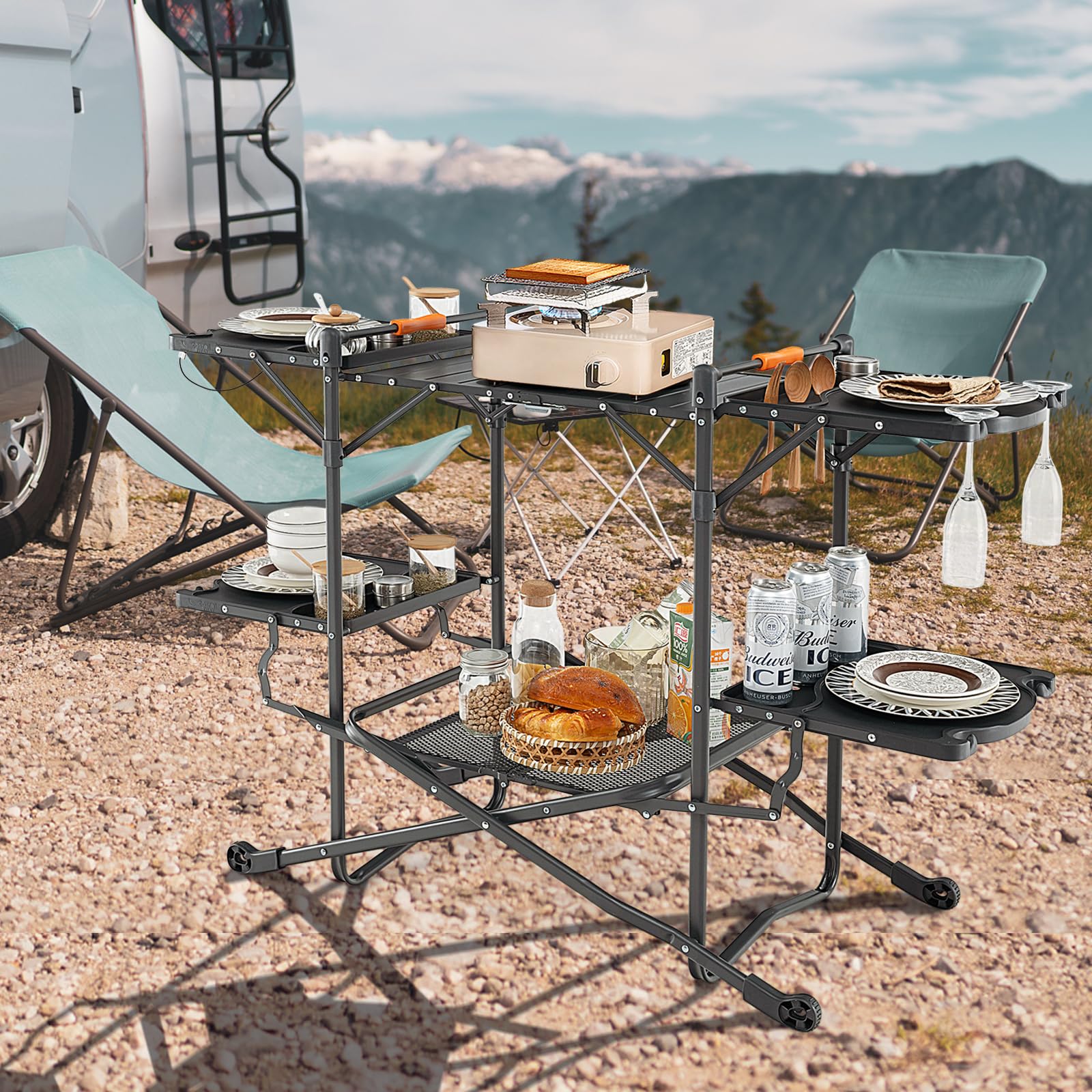 Amazon.com : Goplus Camping Kitchen Table Station, Outdoor