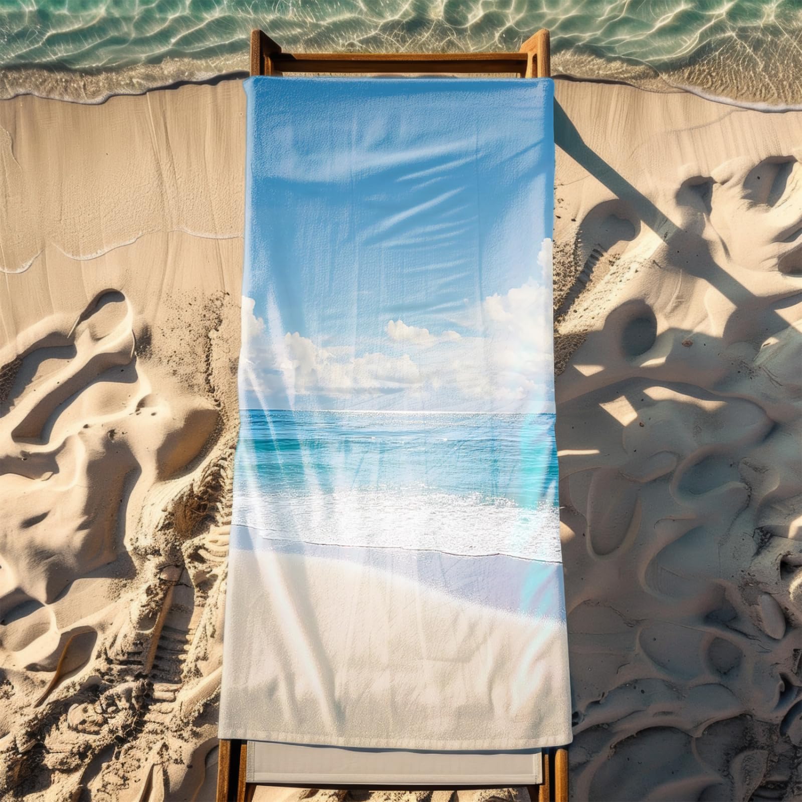 Genérico Toalla Playa 90X180 Cielo Azul Nubes Blancas Grande Toallas de Playa Microfibra Ligera Secado Rápido Sin Arena para Mujer Hombre Viajes Vacaciones Natación Camping