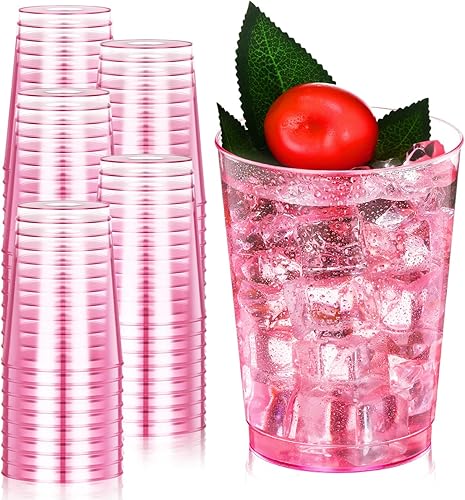 Miniatura 7 de 100 vasos de plástico duro transparente de 10 onzas, vasos desechables, vasos de neón resistentes para fiestas, copas de vino de plástico, copas de