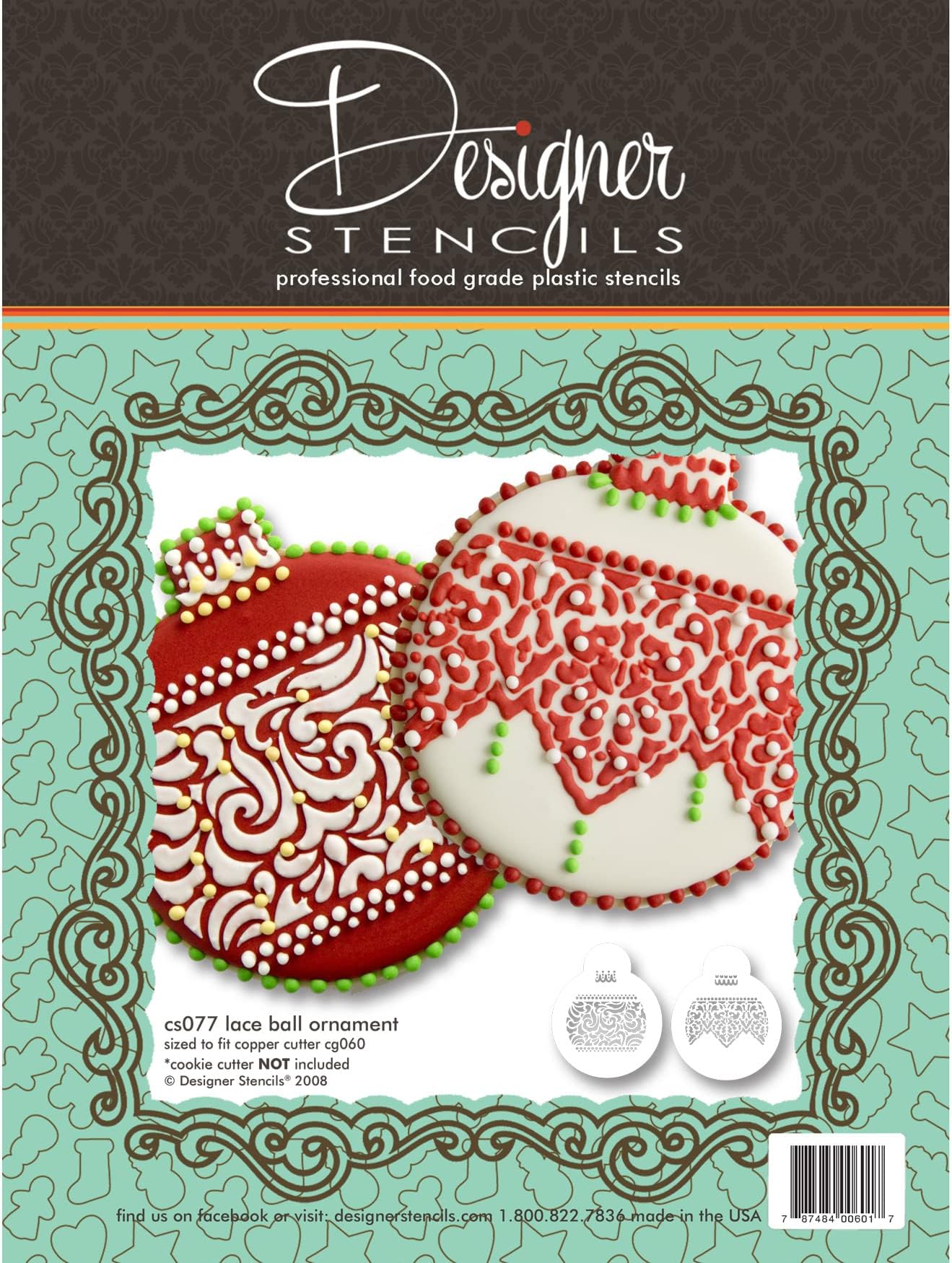 Lace Band Christmas Ball Ornaments by Designer Stencils