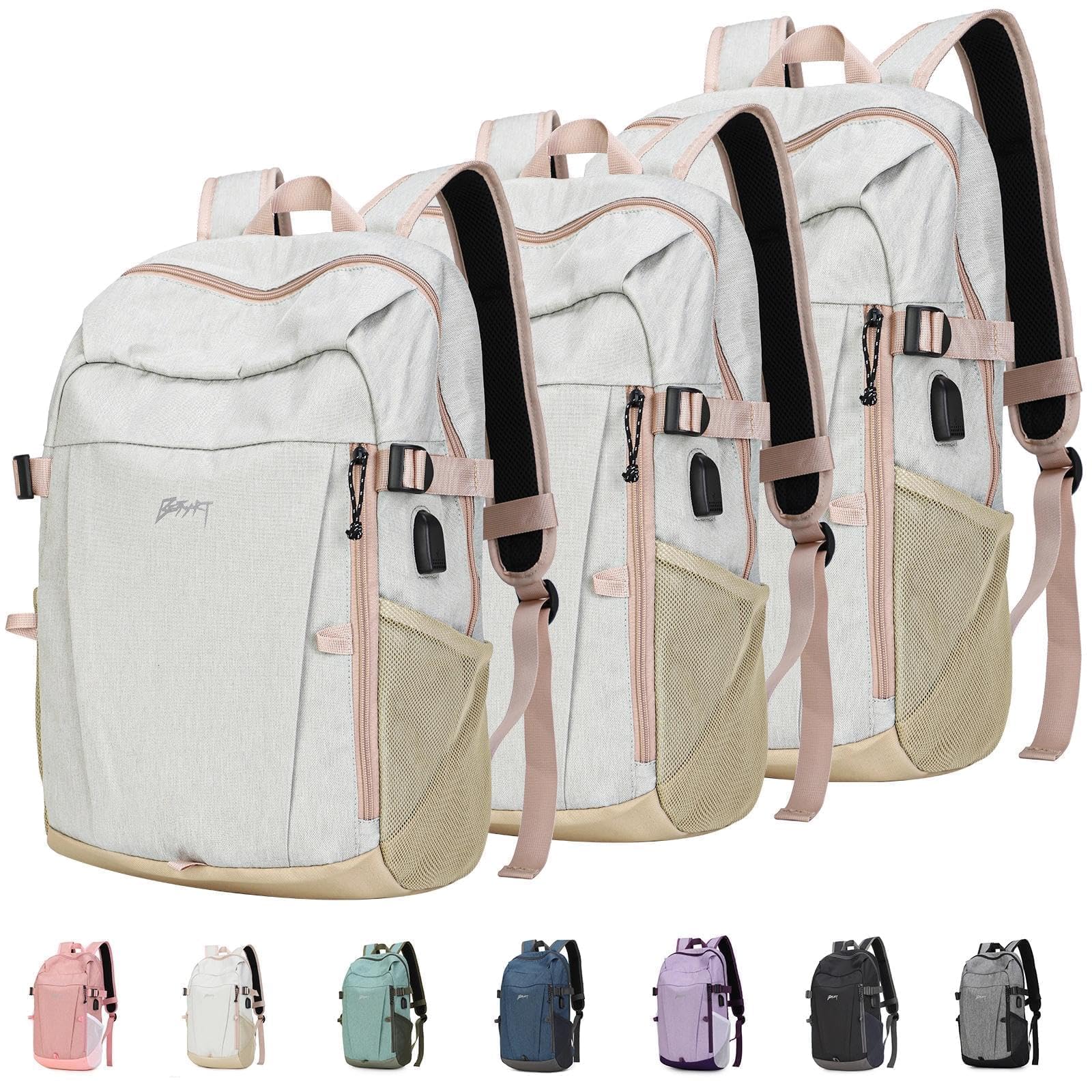 BESMART Travel Backpack for Women & Men, Lightweight Backpacks with USB Charging Port in 3 Size, TSA 13.5/15.6/17.3 inch Laptop Backpack, Casual