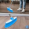 Soft Broom Indoor Sweeping Broom Brush with Stainless Steel Handle - The Perfect Indoor Sweeping Kitchen Floor Brush Broom for Your House - The Long Handled Sweeper (Blue)