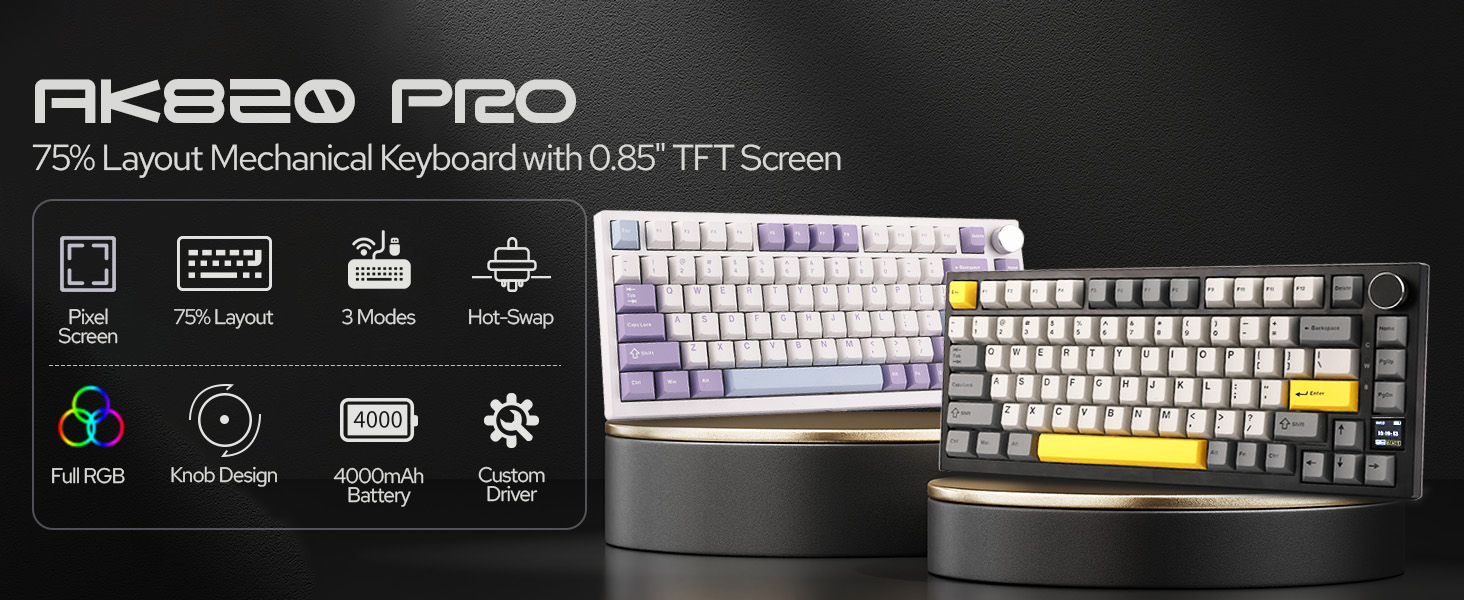 キーボード EPOMAKER Ajazz AK820 Pro 75% Amazon.com: EPOMAKER Ajazz AK820 Pro 75% Wireless Mechanical