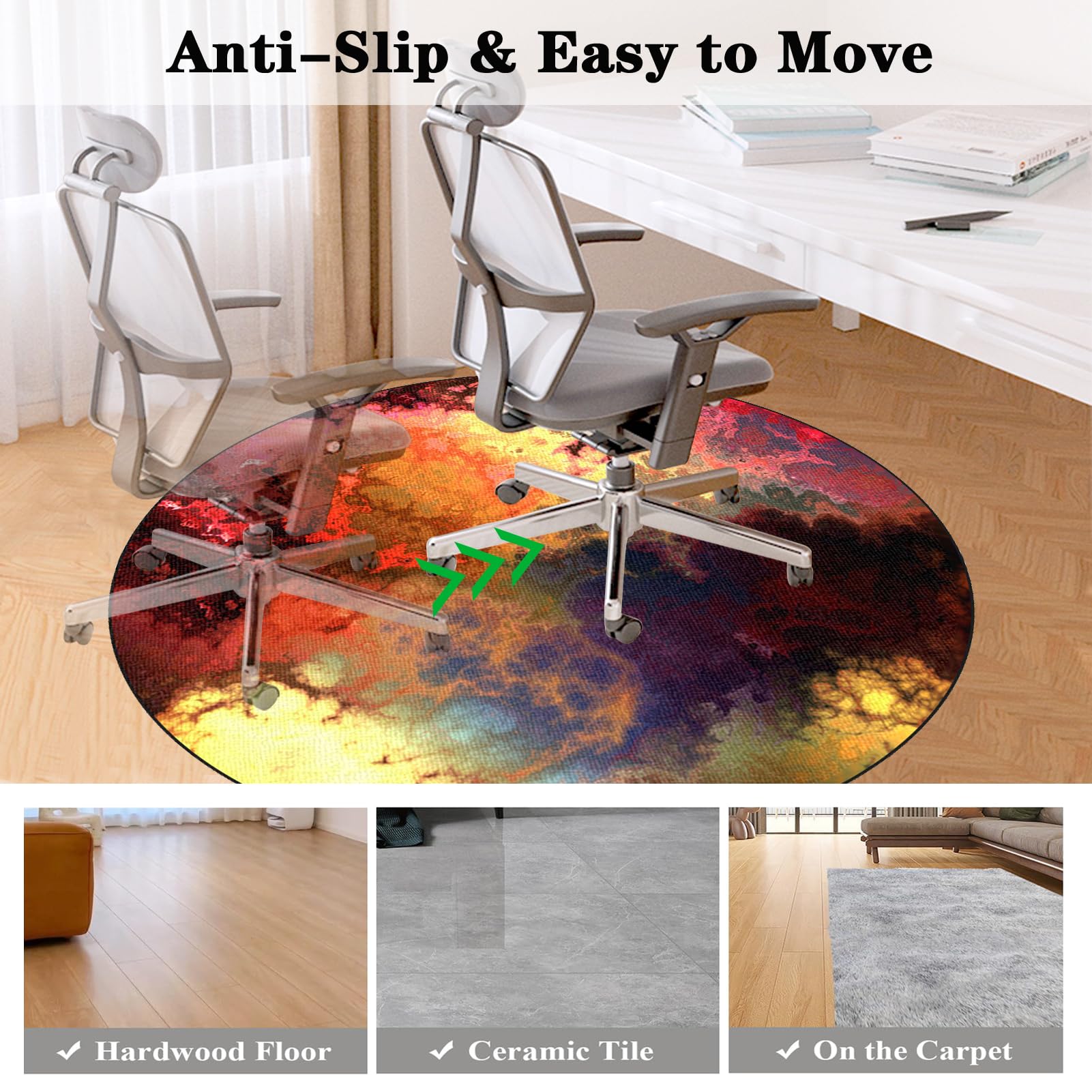 Alfombras para Sillas 100 cm Redondo Protector Suelo Silla Ruedas, Alfombra Suelo Gaming, Alfombrilla para Silla de Oficina, Alfombrilla de Protección para Suelos Duros, Laminado, Parquet