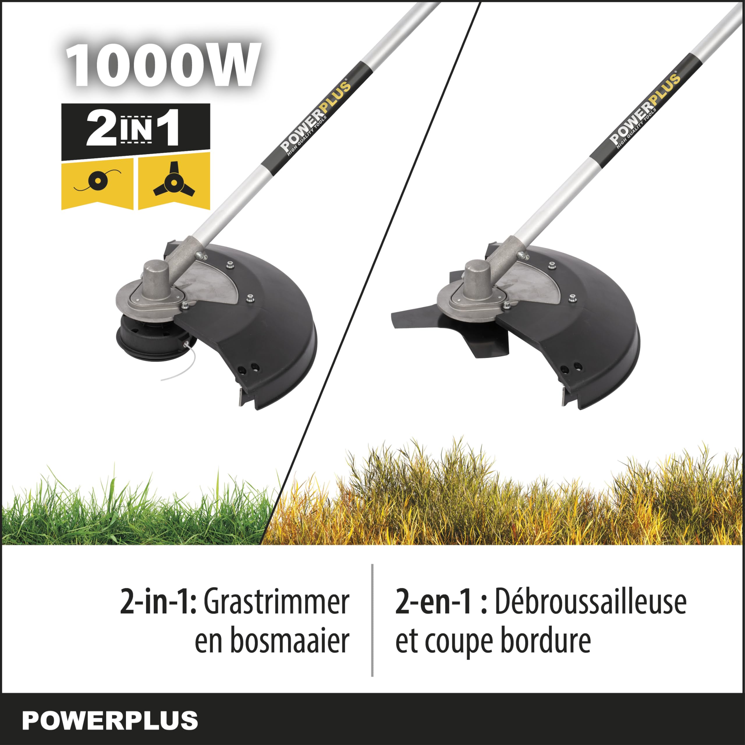Powerplus POWXG30405-elektryczna podkaszarka elektryczna i kosa spalinowa, 1000 W, elektryczna podkaszarka, narzędzia ogrodowe