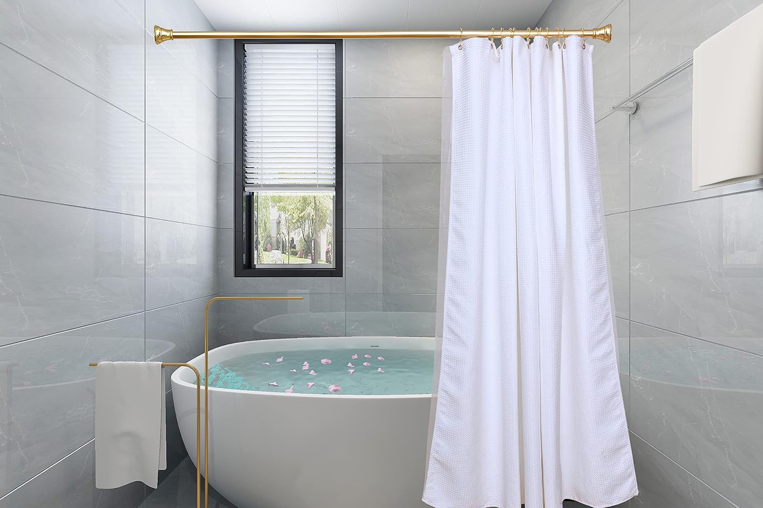 Utopia Alley Shower Hooks - Double Shower Curtain Rings for Bathroom - Rust Proof Shower Curtain Hooks for Shower Curtain or Liner - Set of 12, Gold