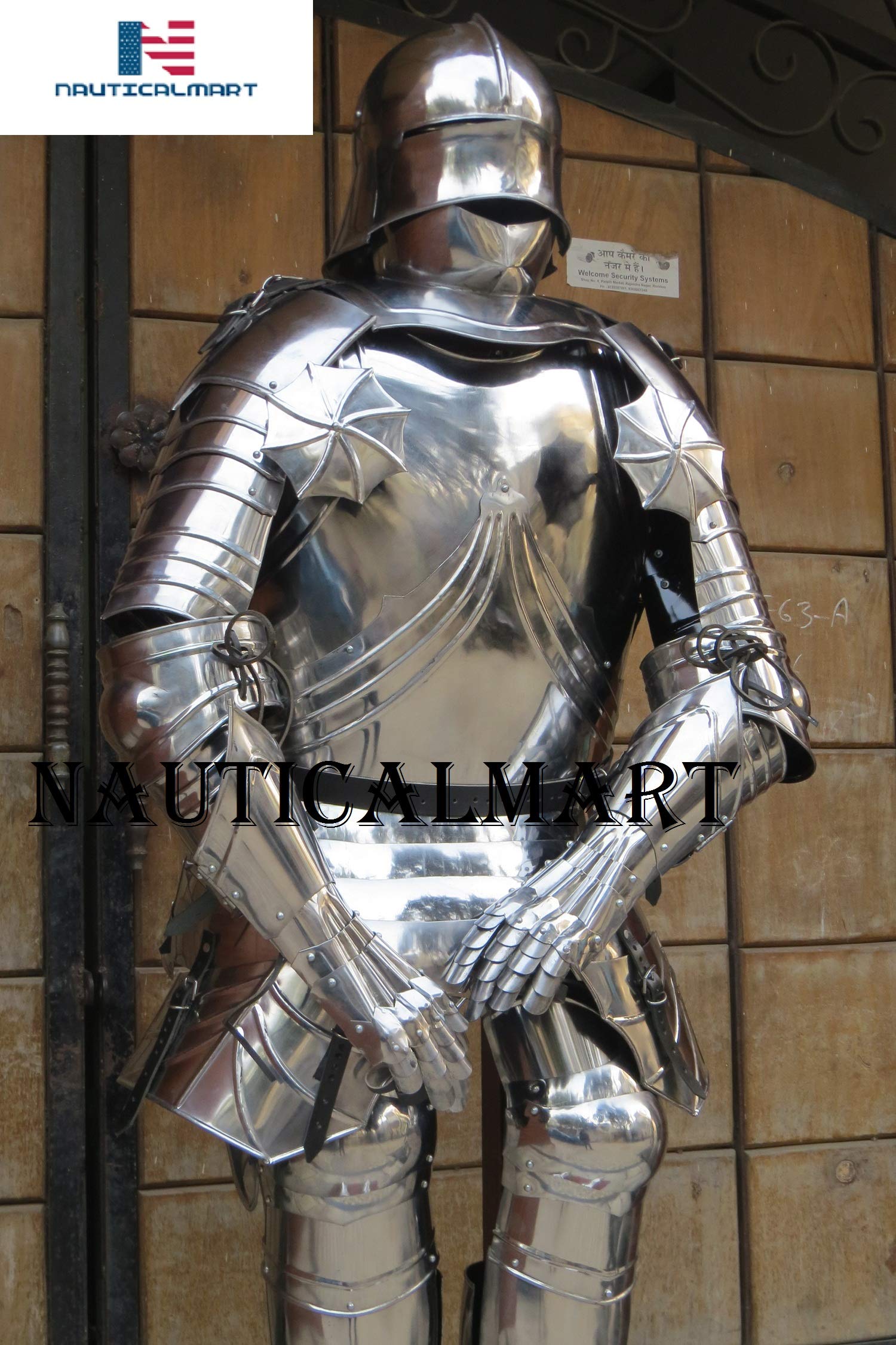 NauticalMart German Knight's Gothic Full Suit of Armor Wearable Steel Body Armor Halloween Costume