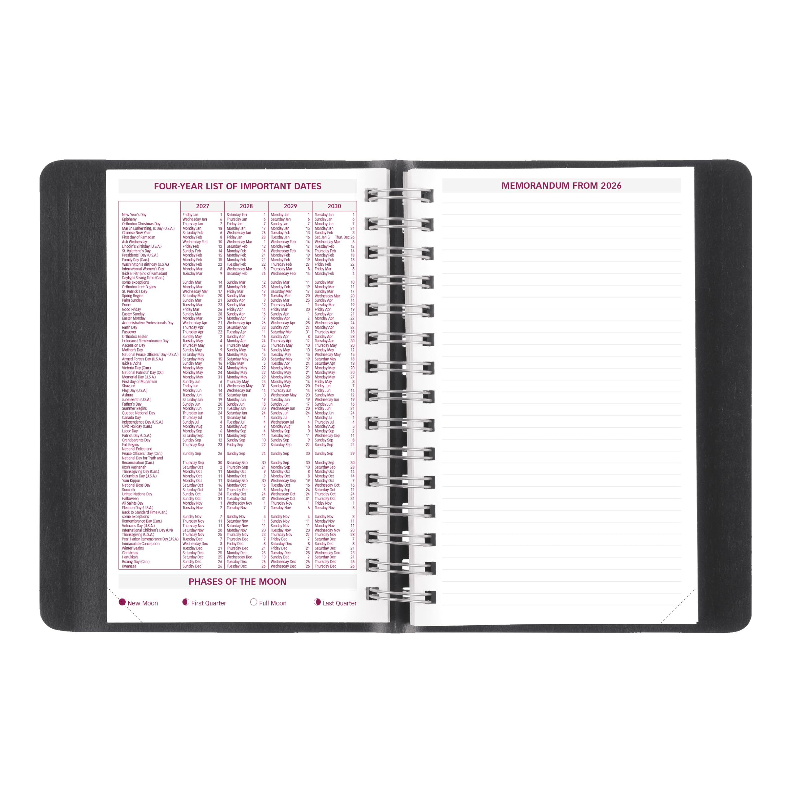 Brownline® CB800.BLK - Agenda giornaliera 2027, 12 mesi, da gennaio a dicembre, rilegatura a doppio filo, 20,3 x 12,7 cm, nero