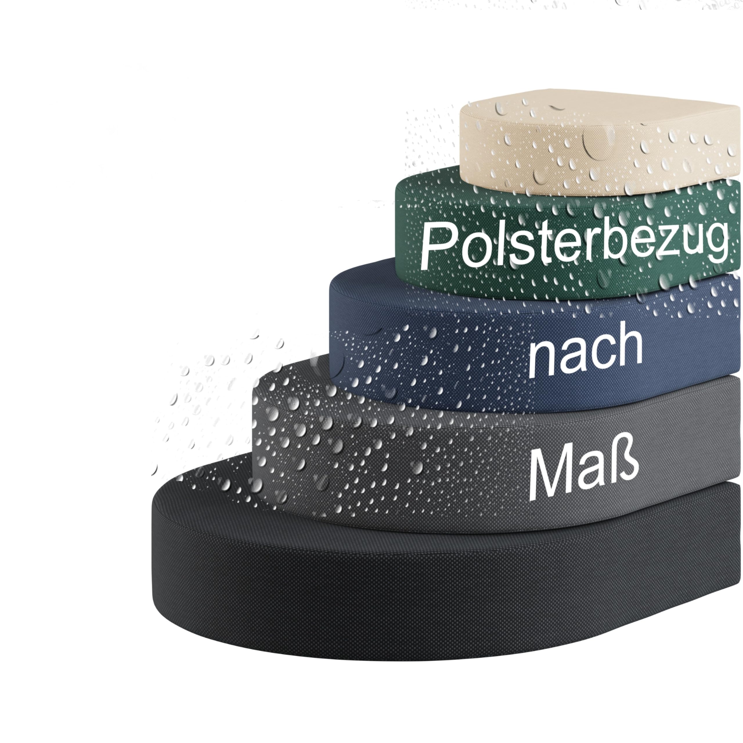 Epic Tube - halbrunder Kissenbezug nach Maß (Oxford 600D) – wetterfest, mit wasserdichtem Reißverschluss - Kissenhülle für Sitzkissen, Sesselkissen & Stuhlkissen Indoor & Outdoor - Made in EU