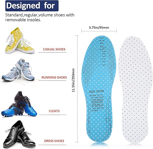 Miniatura 3 de Sintege 3 Pairs Breathable Shoe Insoles Inserts Soft Cushioning Double-Layer Latex Foam Perforated Replacement Insoles for Men 7-11 Woman 2-8(White)