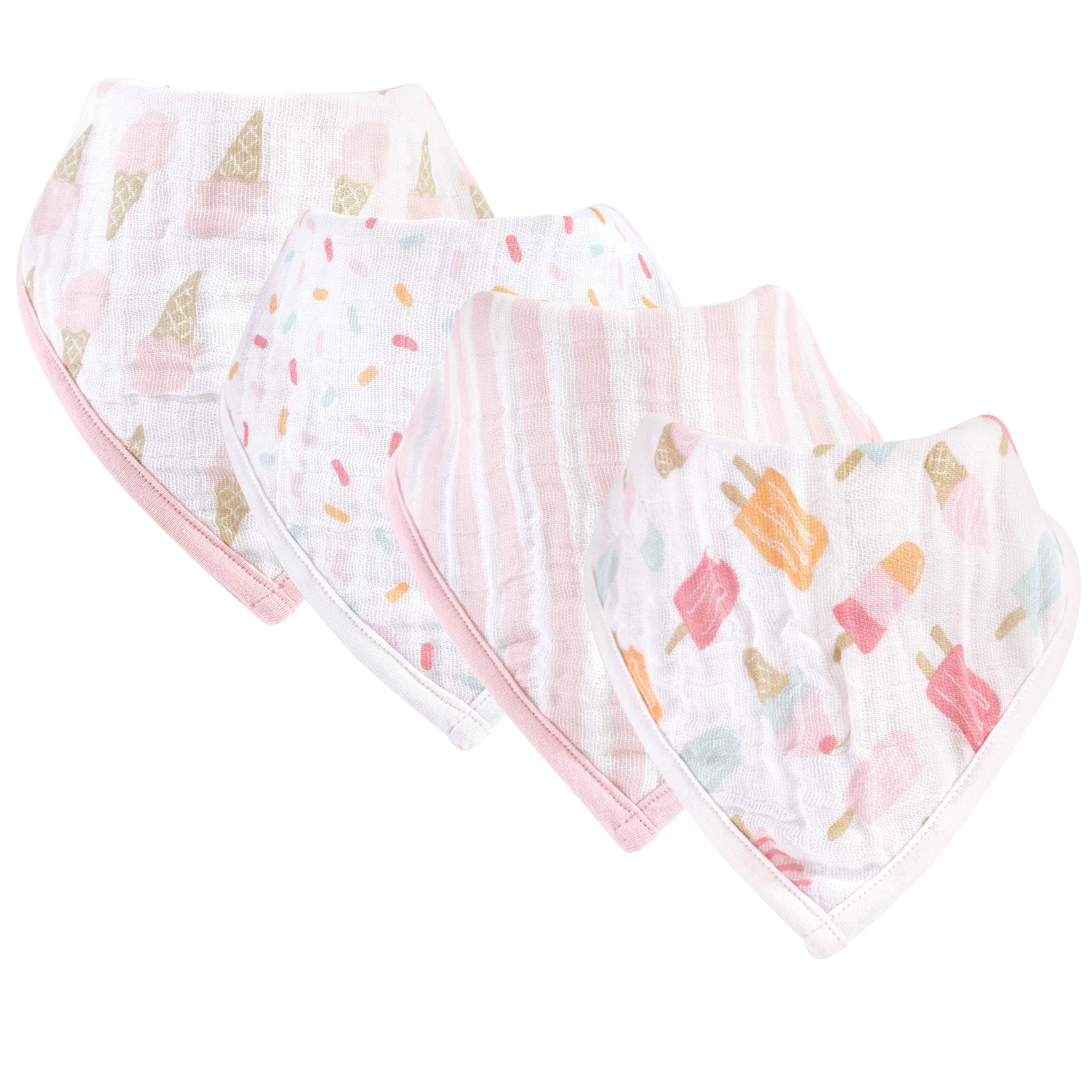 Hudson Baby Unisex Baby Muslin Cotton Bandana Bibs, Ice Cream, One Size