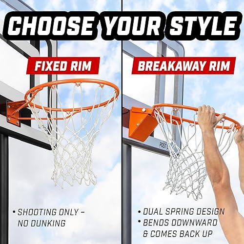 Miniatura 2 de GoSports Llanta de baloncesto de acero de 18 pulgadas regulada - Elige entre fijo o separable - Uso para reemplazo o montaje en garaje