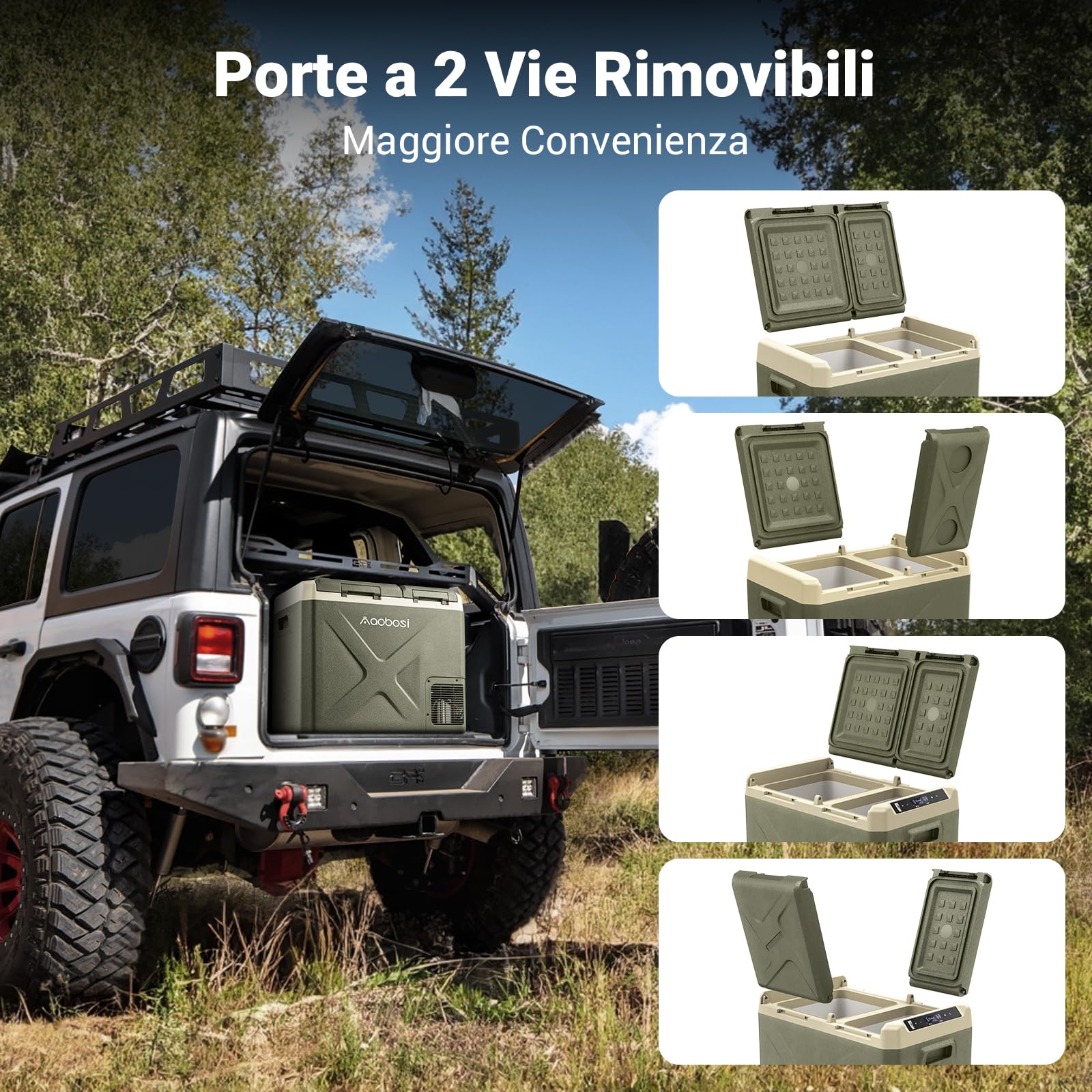 AAOBOSI Frigo Portatile 40L,Frigorifero Portatile 12v 220v Di Controllo,Frigo Da Campeggio 12/24V DC E 100-240V AC,Per L'Auto e La,RV,Viaggi