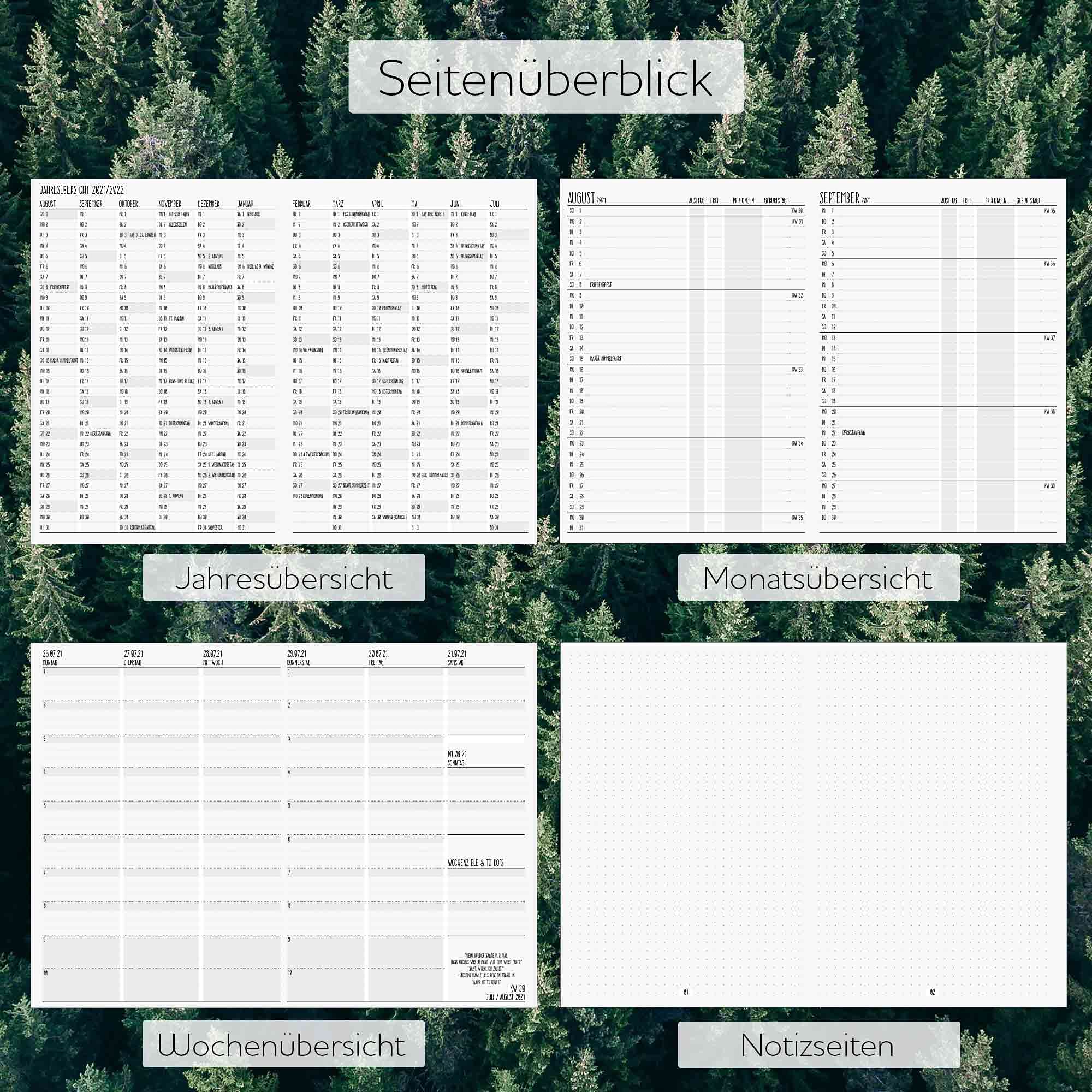 Lehrerkalender 2021 2022 A4 aus Padouk-Holz - Schulplaner Holz Lehrer Lehrerinnen für Schuljahr 2021/22