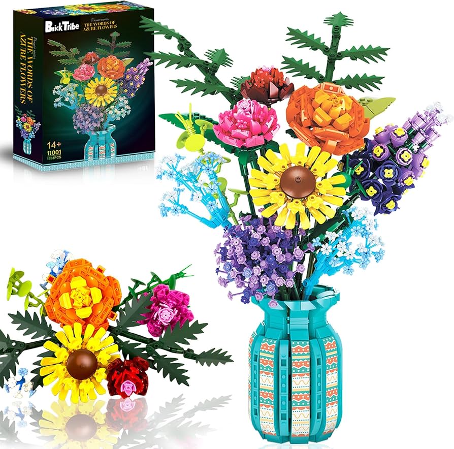 Amazon.com: Flowers Set with Vase for Adults Women, Variety of