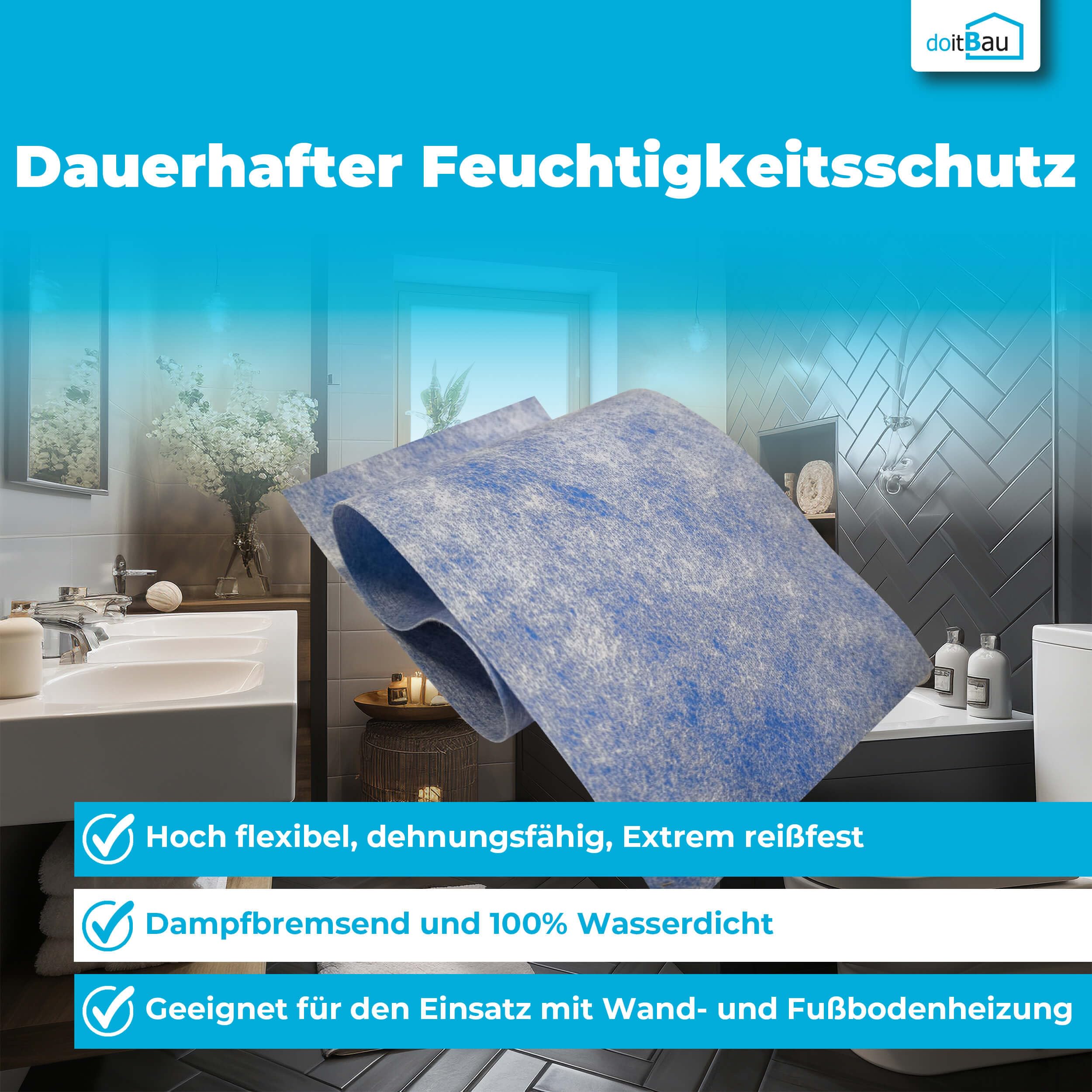 doitBau Juego de juntas de ducha – Sellado de superficies húmedas – Sistema de sellado impermeable de alta elasticidad – 120 mm cinta de sellado 20 kg película líquida – 20 m² juego completo baño