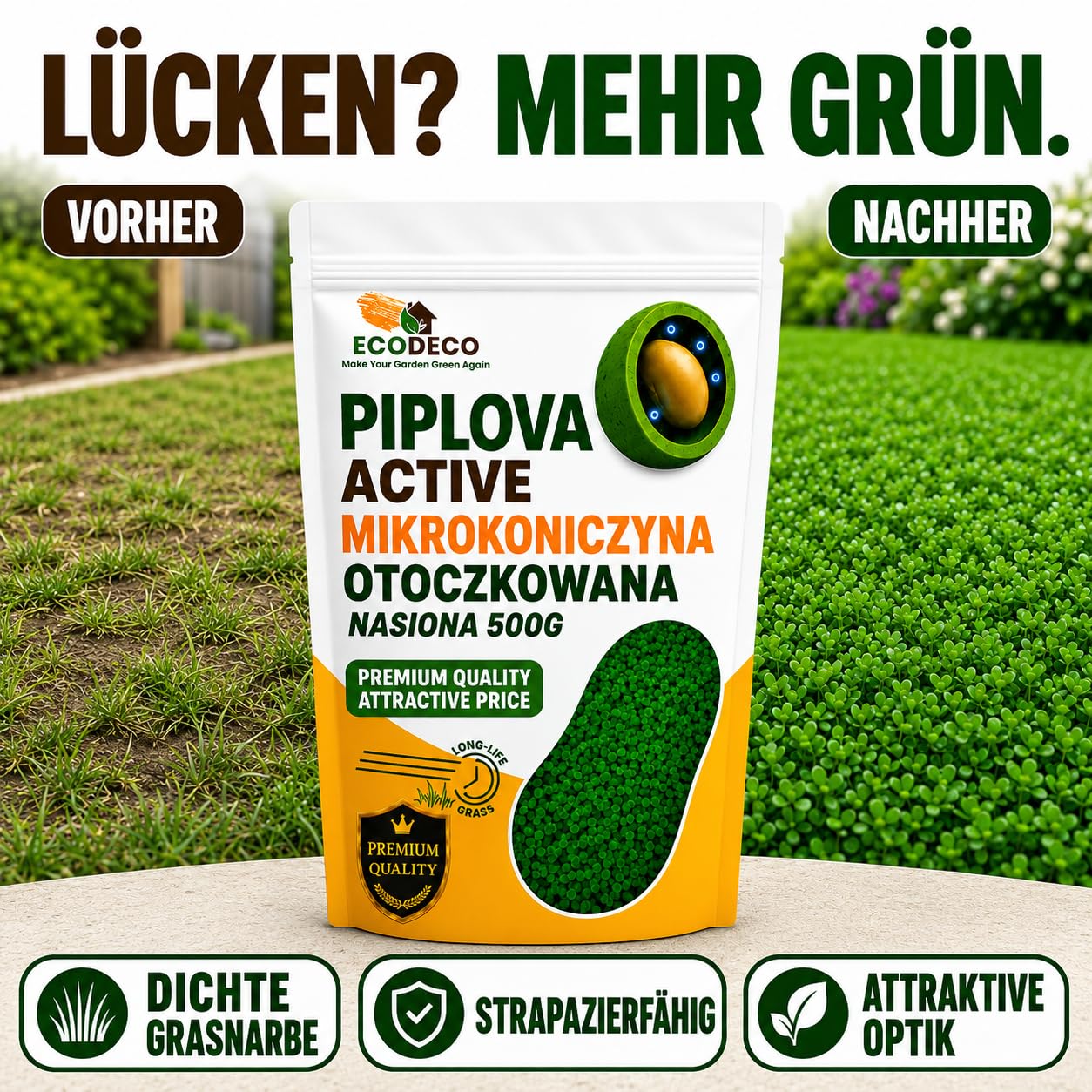 Micro Trefle Nain Blanc Pipolina Semence Pelouse 500g 200 m² Ultra Résistant sans Arrosage Levée Rapide 7 Jours