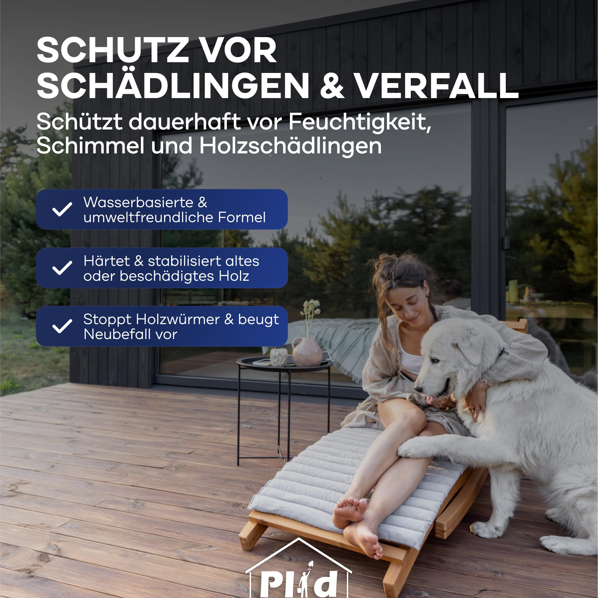Plid Holzwurm-Schreck – Effektiver Holzschutz/Holzwürmer & Holzbohrkäfer | Tiefenwirksame Verfestigung & Prävention | Umweltfreundlich, farblos & einfach anzuwenden für Innen & Außen (750ml)