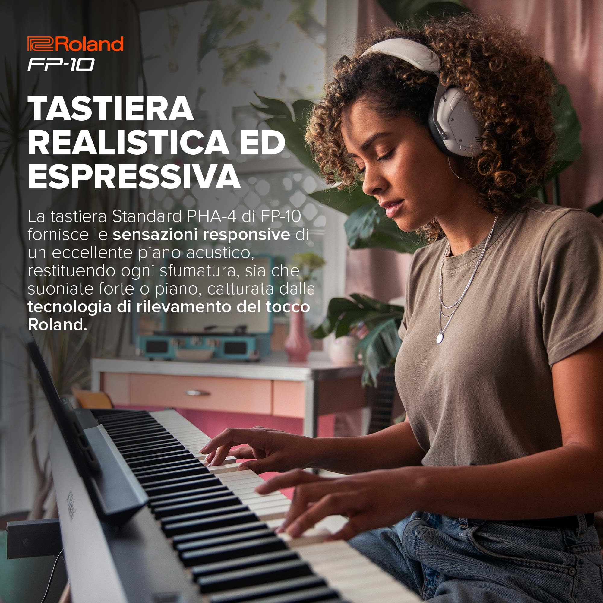 Roland FP-10 – Piano Digitale Compatto a 88-Note con Suoni di Piano SuperNATURAL e Tastiera dall'Autentica Risposta Acustica | Semplice da Usare | Ideale per l'Utilizzo in Casa