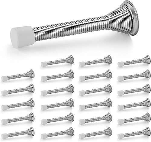 Miniatura 29 de Ravinte Topes de Puerta, Paquete de 12 Topes de Puerta de Resorte Negros con Amortiguador de Goma, Topes de Puerta para la Parte Inferior