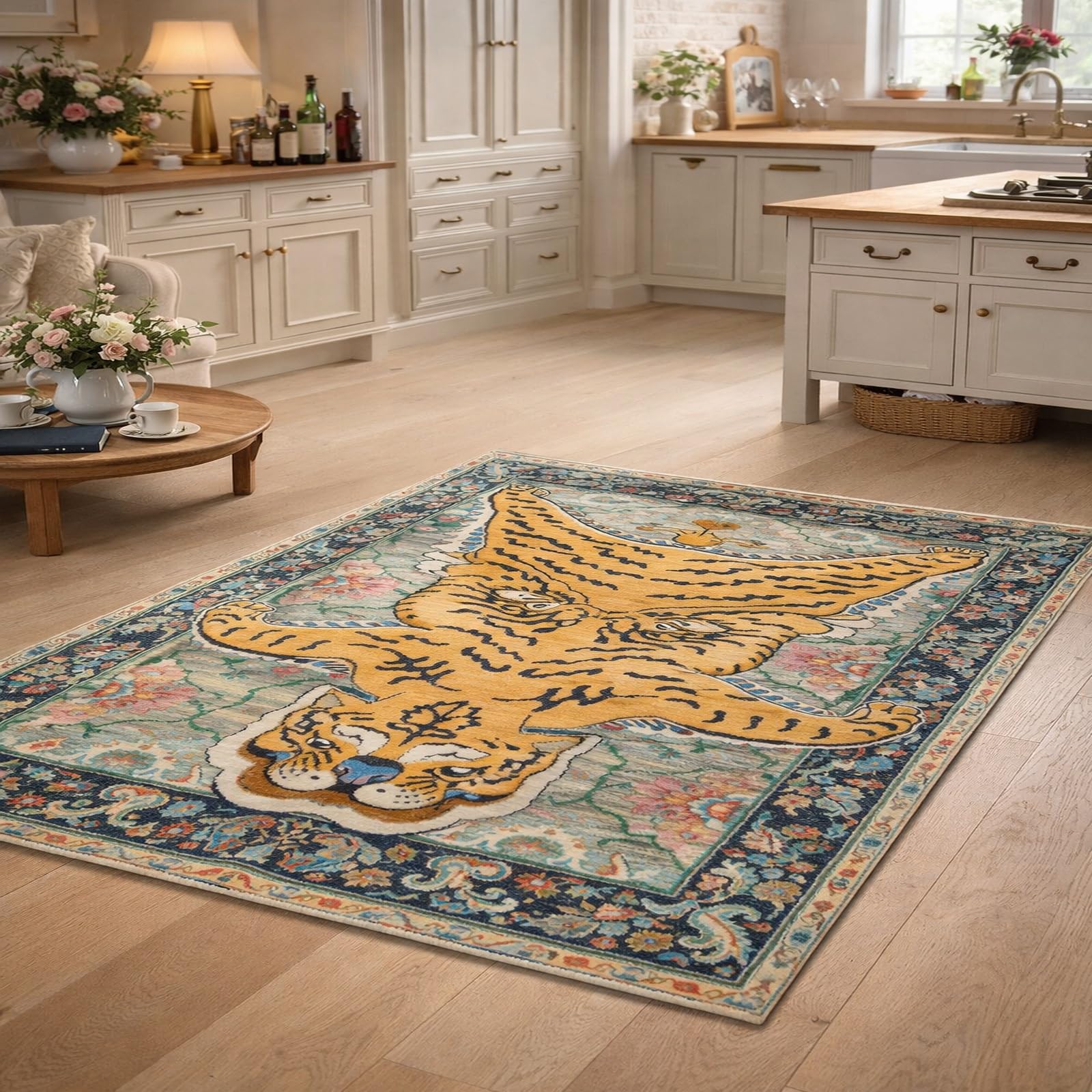 Alfombras lavables de 80x200 cm Rururug de pelo corto para pasillos en color amarillo
