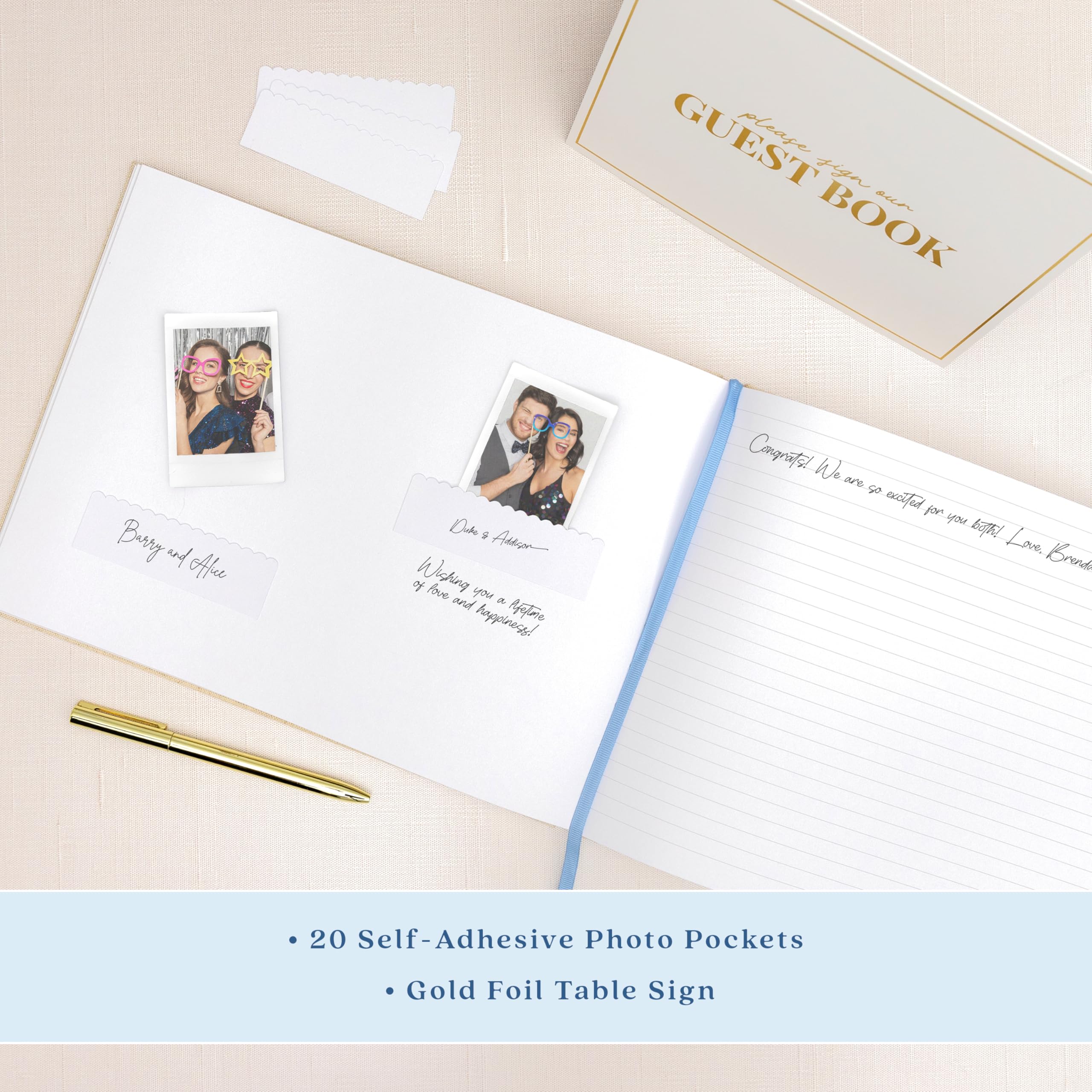Lanpn Libro degli Ospiti di Matrimonio in Lino, Libro Dediche Matrimonio con Titolo Dorato, Wedding Guest Book di Vuoto, Ideale per Anniversari Compleanni Battesimo di Sposa (108 Pagine, Verde