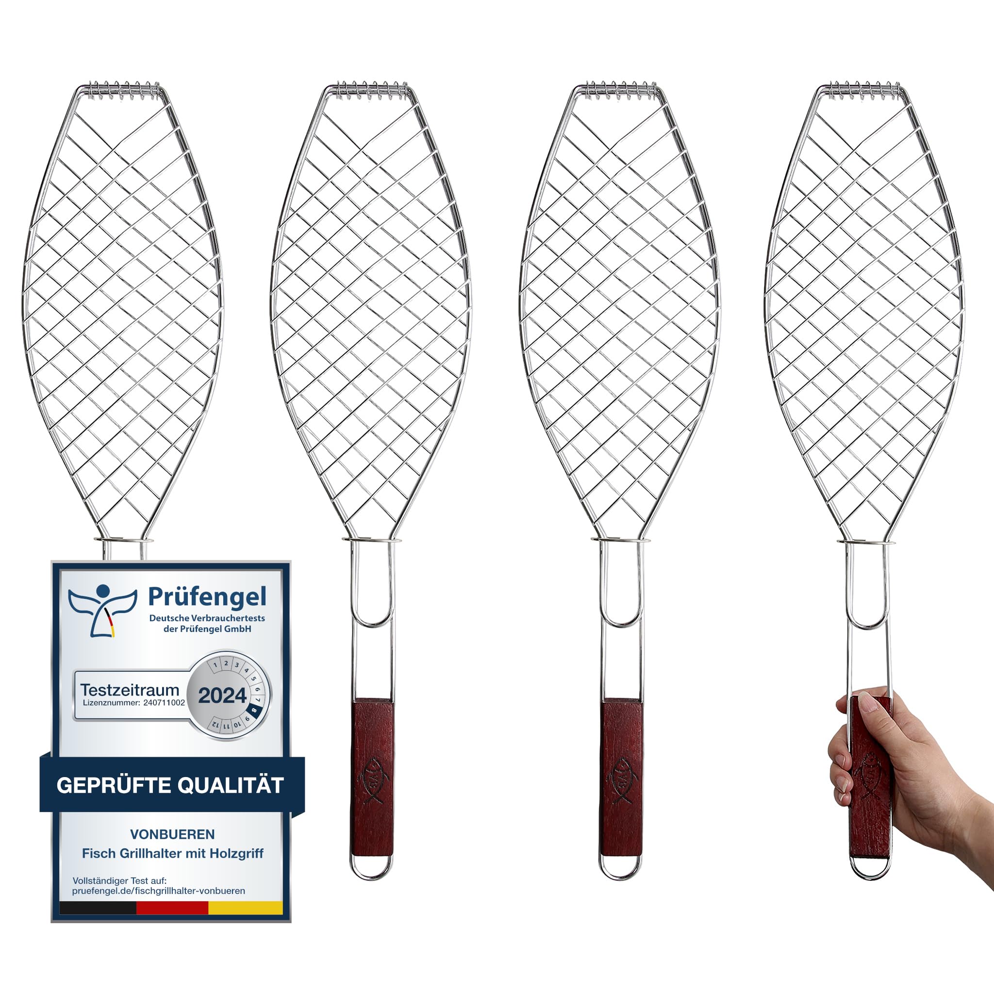 FISCHGRILLER FISCHHALTER FISCHBRÄTER 58 Cm Fischkl Produktbild-Vorschau 11