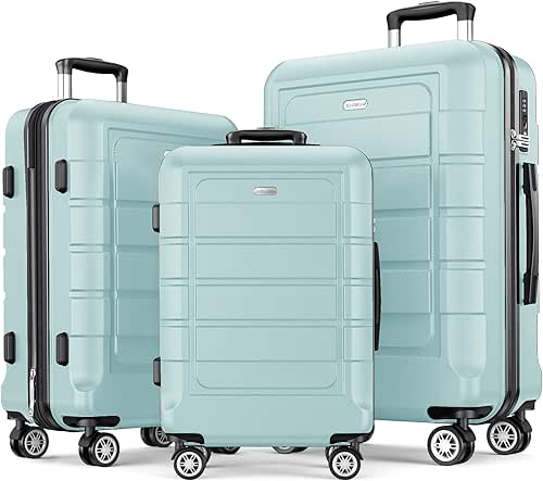 SHOWKOO Luggage Sets Expandable PC+ABS Durable Suitcase Double Wheels TSA